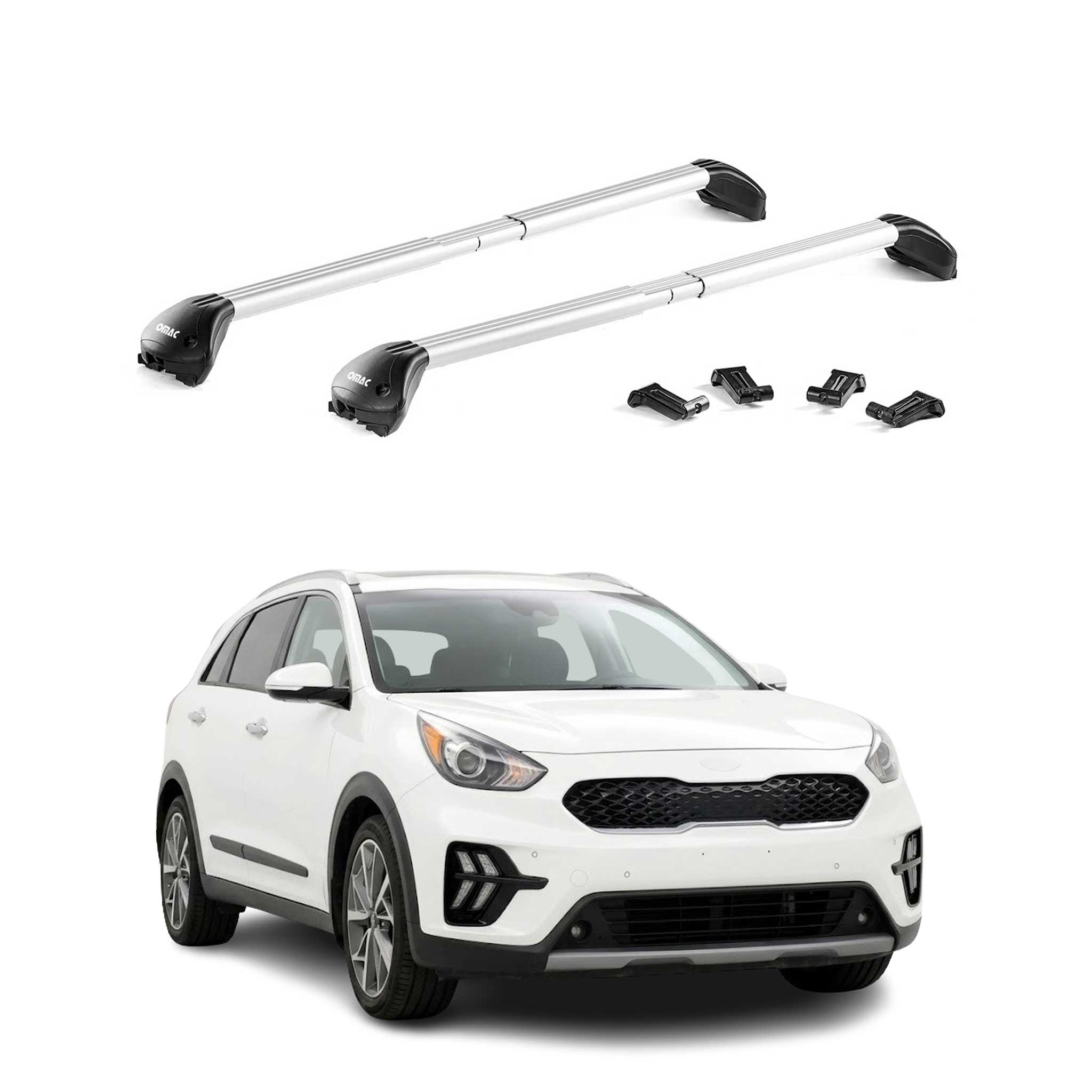 Dachträger Grundtäger für Kia Niro I 2017-2022 100kg Aluminium Silber 2 tlg ABE