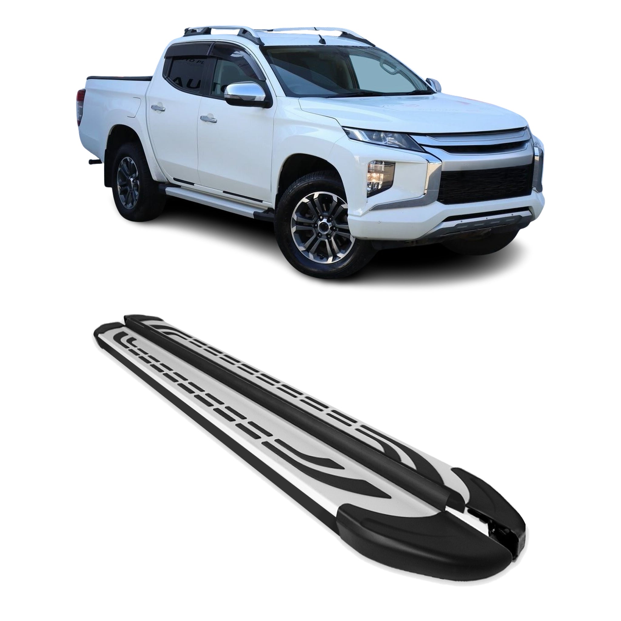 Trittbretter Seitenschweller für Mitsubishi L200 V 2015-2023 Alu Schwarz