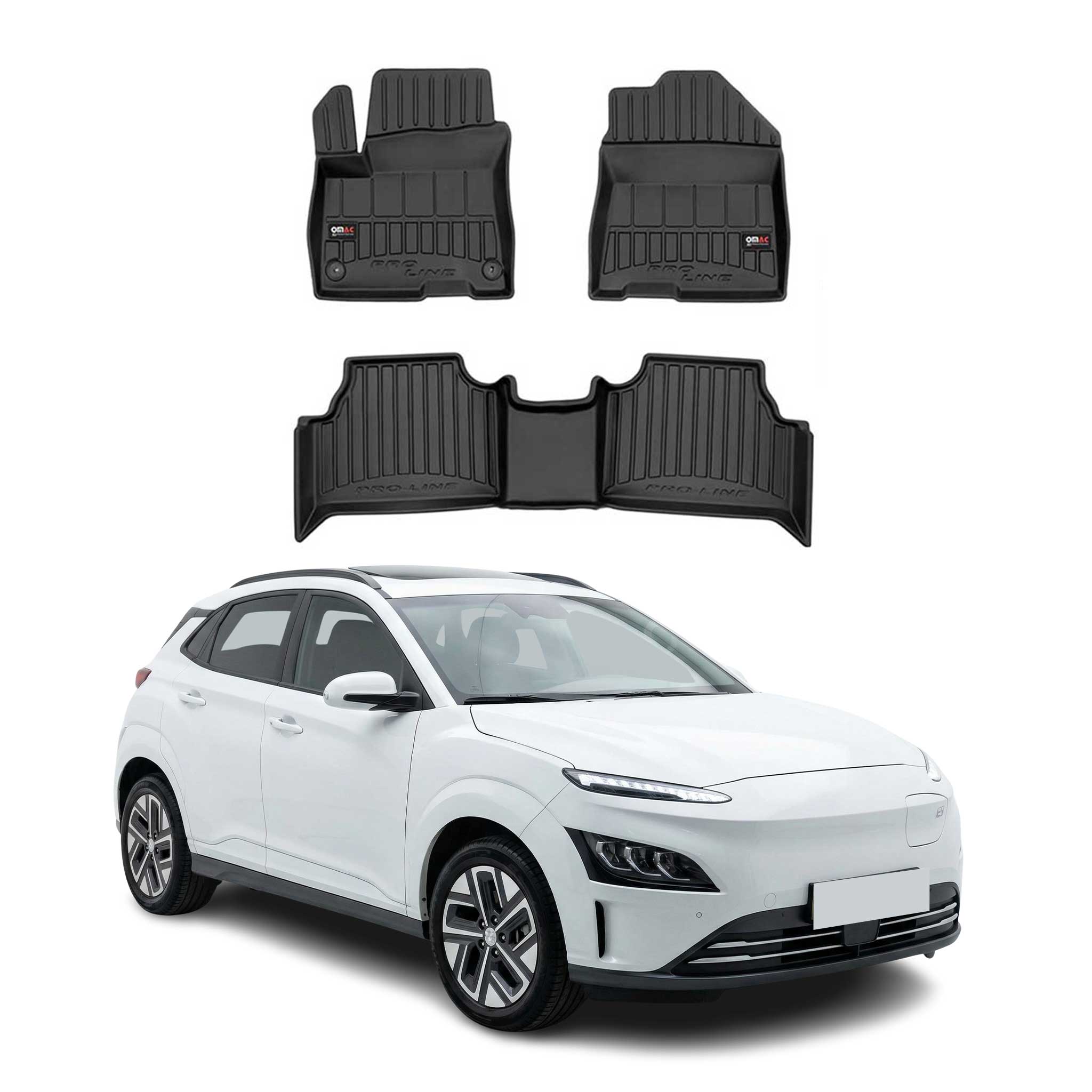 OMAC Gummi Fußmatten für Hyundai Kona Electric mk1 2018-2023 Premium TPE Schwarz
