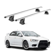 Alu Dachträger für Mitsubishi Lancer Evo 10 2008-2015 TÜV T-Nut 75 kg 2x Silber
