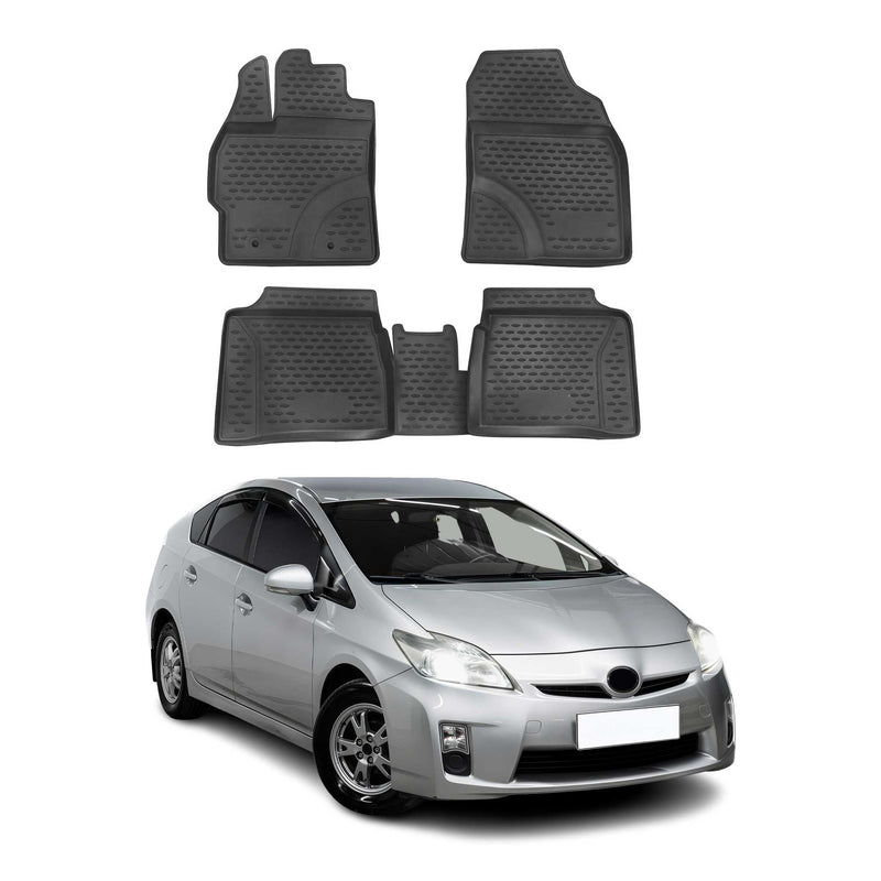 OMAC Gummimatten Fußmatten für Toyota Prius 2009-2015 TPE Automatten Schwarz 4x