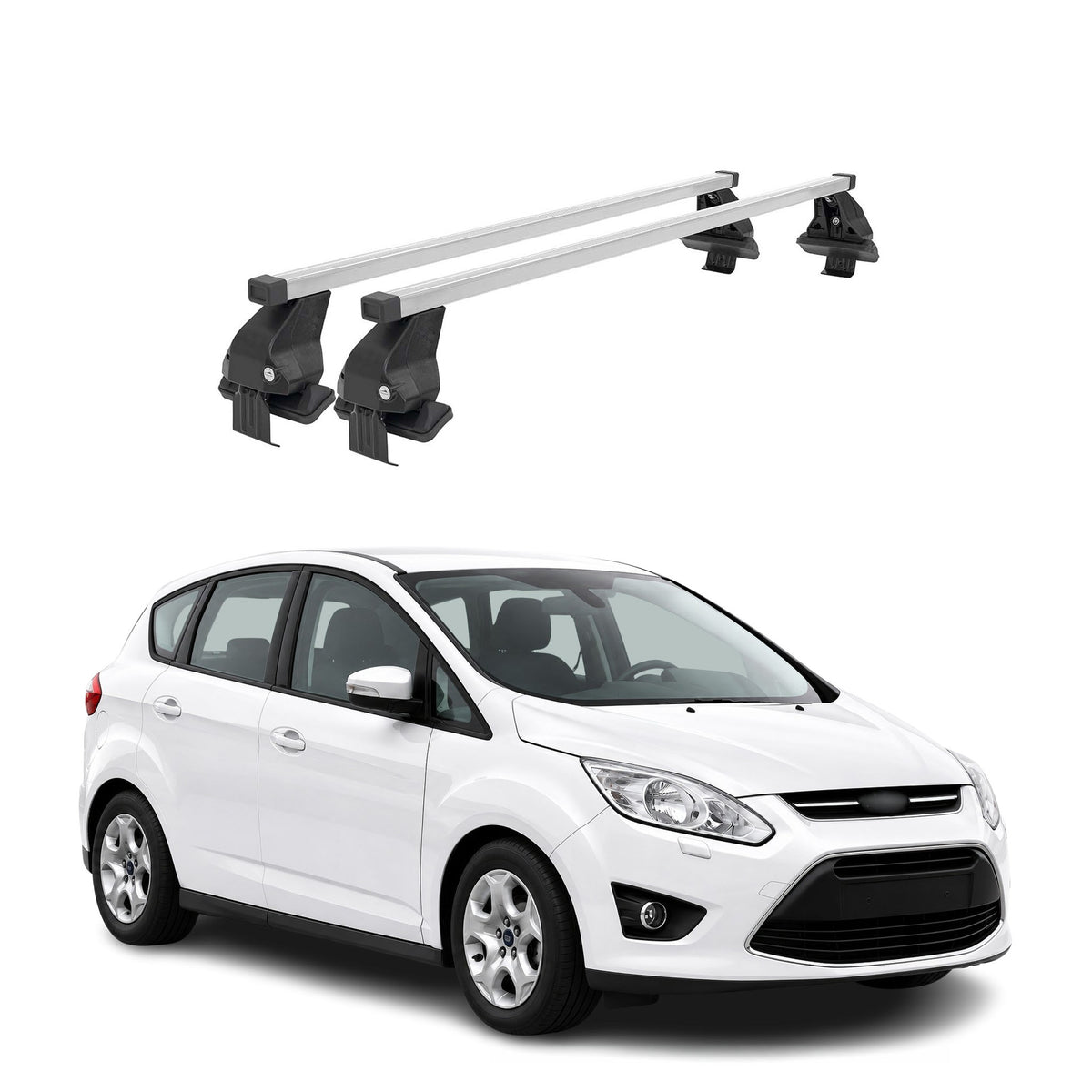 Menabo Stahl Dachträger Gepäckträger für Ford C-Max 2010-2019 Stahl Silber 2tlg