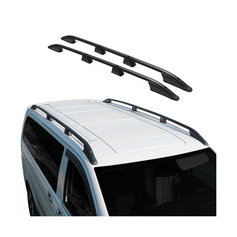 Dachreling Dachgepäckträger für VW Caddy 2003-2015 L2 Langer Alu Schwarz 2tlg