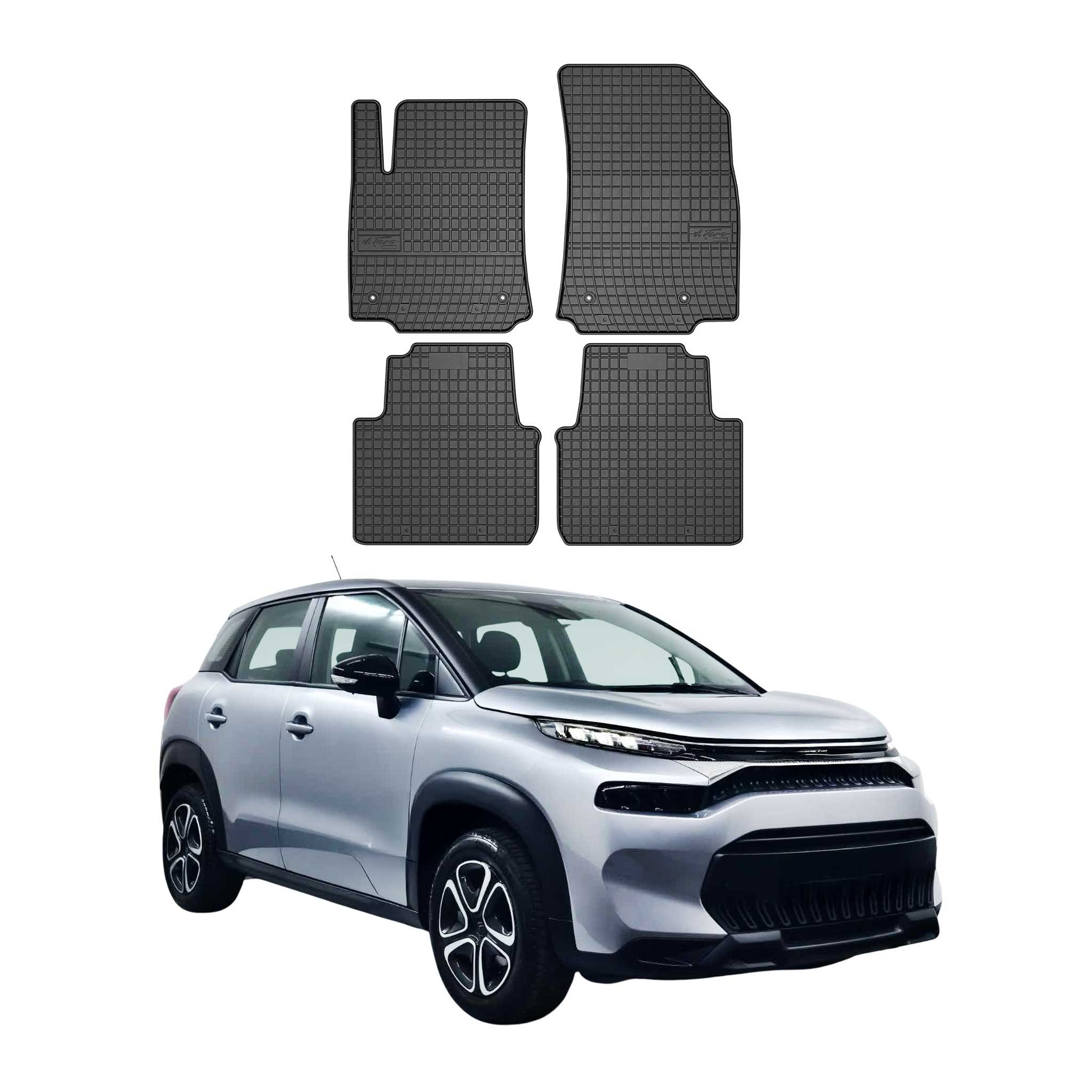 OMAC Gummi Fußmatten für Citroen C3 Aircross 2018-2024 Automatten Schwarz 4x