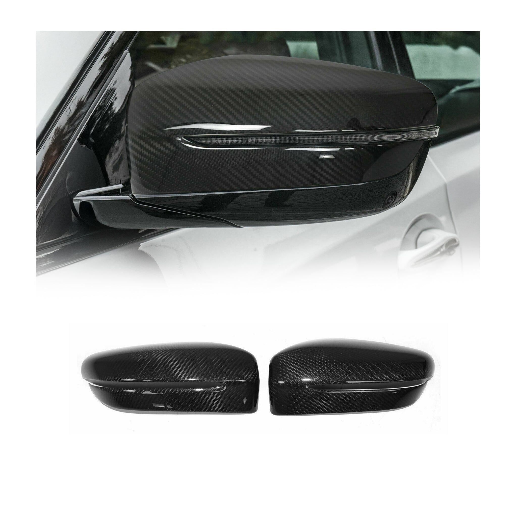 Spiegelkappen Spiegelabdeckung für BMW 7er G11 G12 2015-2022 Echt Carbon Schwarz