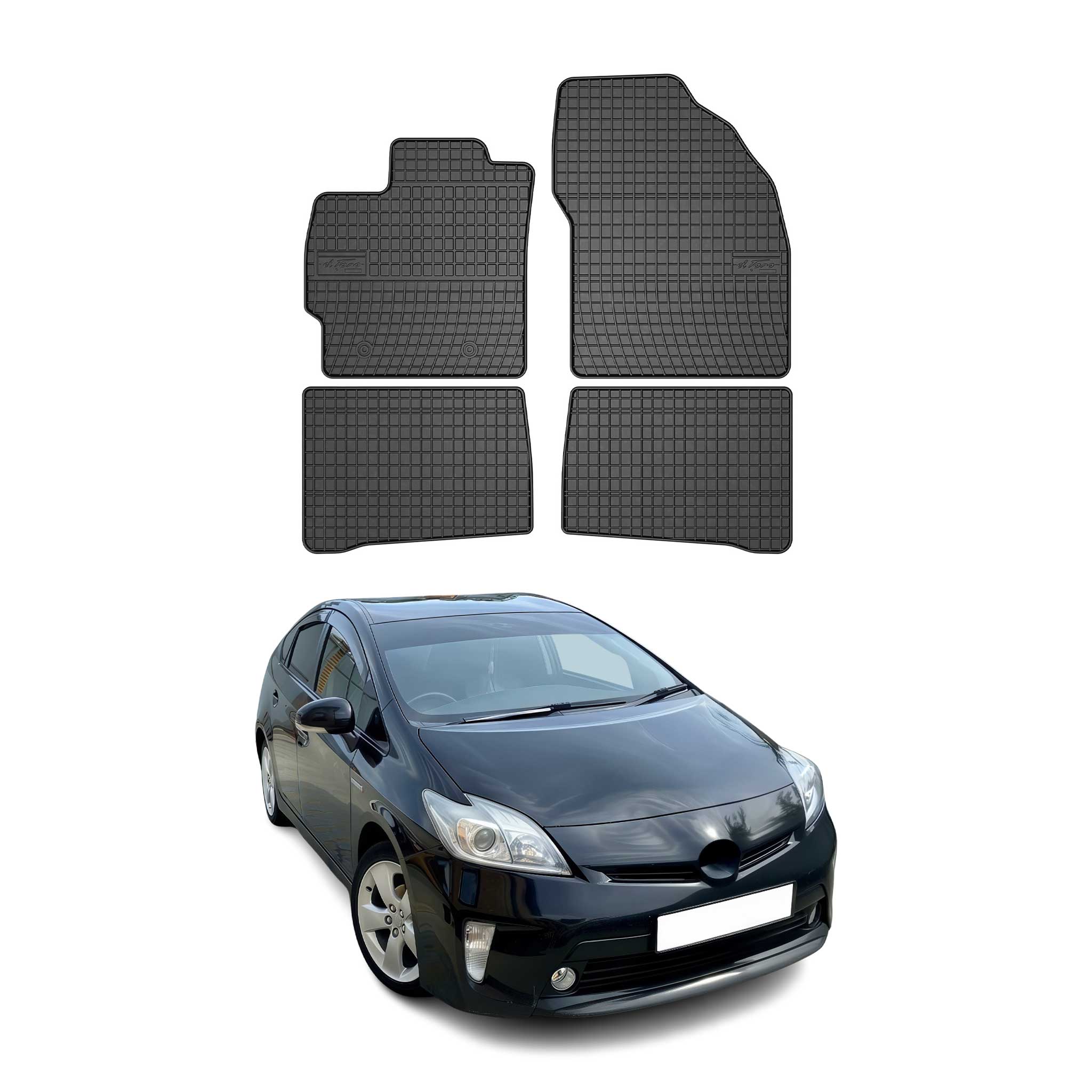 OMAC Gummi Fußmatten für Toyota Prius 2010-2015 Automatten Gummi Schwarz 4tlg