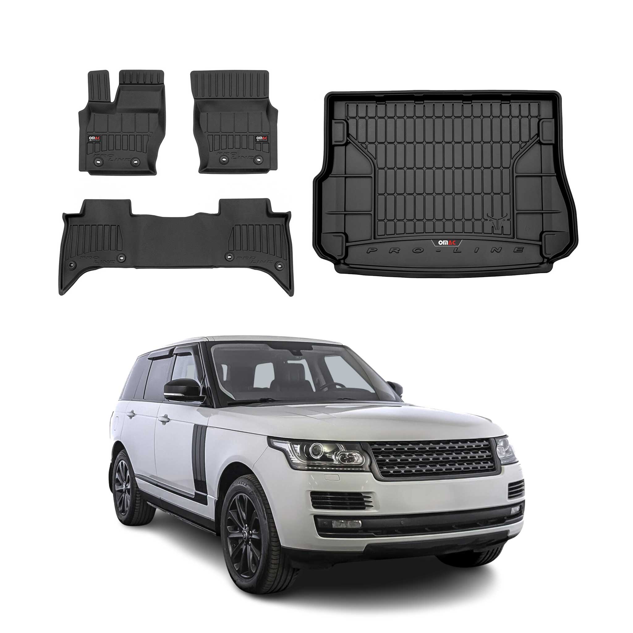 OMAC Fußmatten & Kofferraumwanne Set für Land Rover Range Rover 2012-2026 Gummi