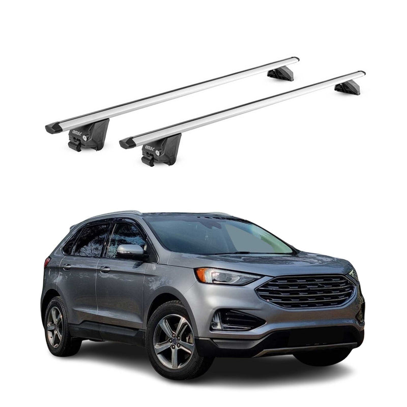 Dachträger Grundtäger für Ford Edge 2016-2021 100kg Aluminium Silber 2tlg ABE