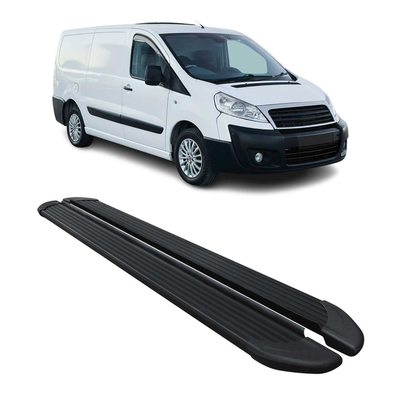 Seitenschweller Trittbretter Schweller für Fiat Scudo 2004-2016 L2 Alu Schwarz
