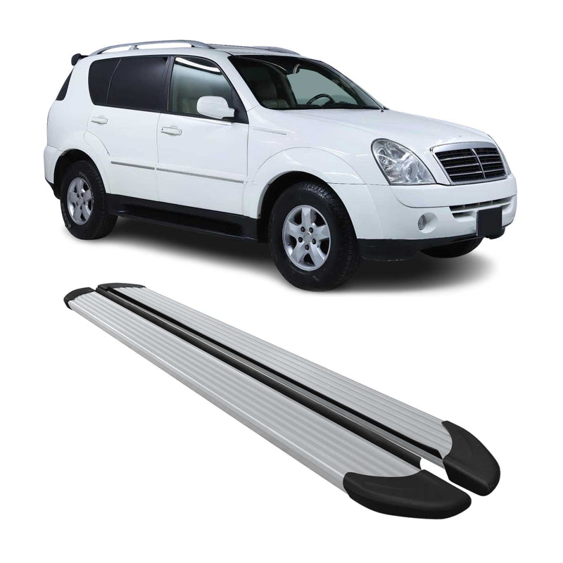 Seitenschweller Trittbretter Schweller für Ssangyong Rexton 2005-2012 Alu Grau