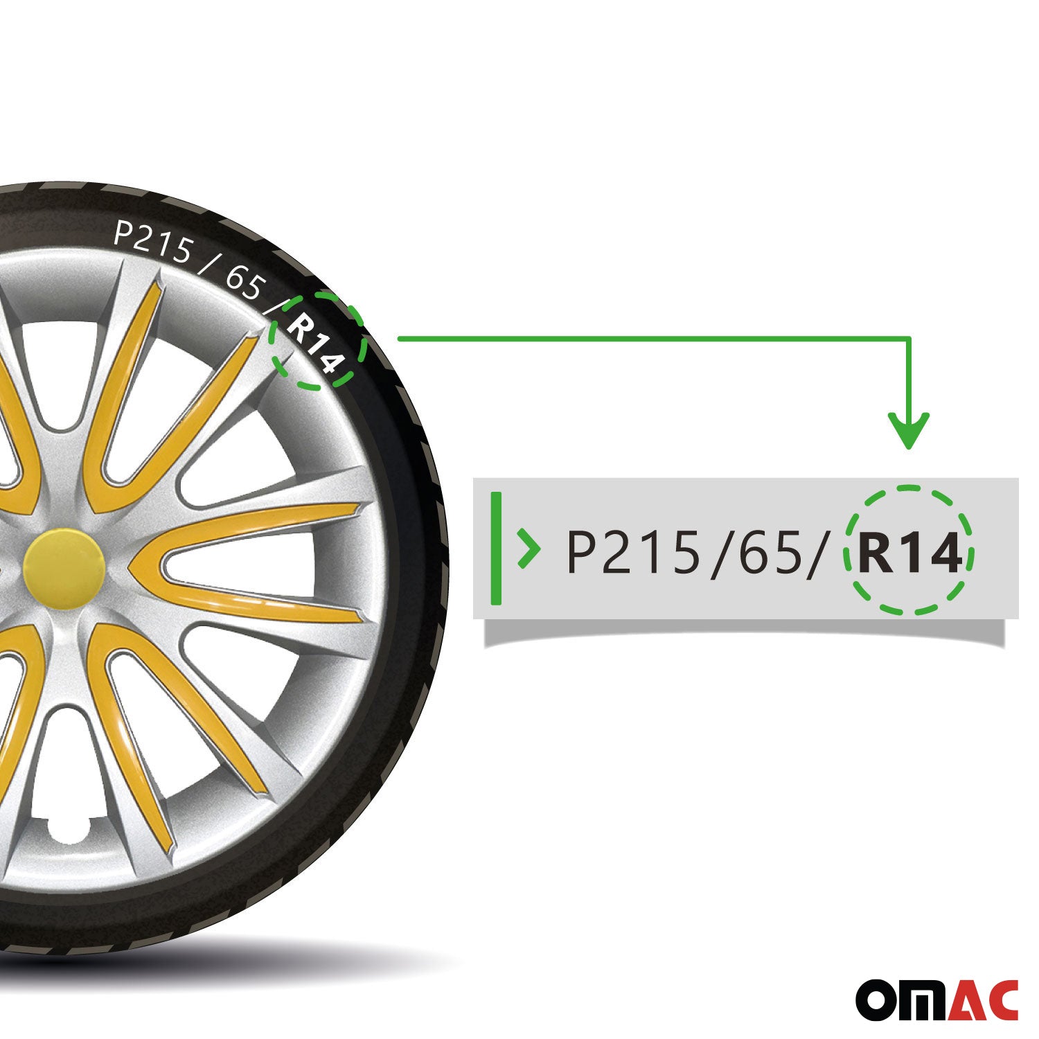4x Radblenden Radkappen Radzierblenden für 14" Zoll Stahlfelgen Grau Gelb