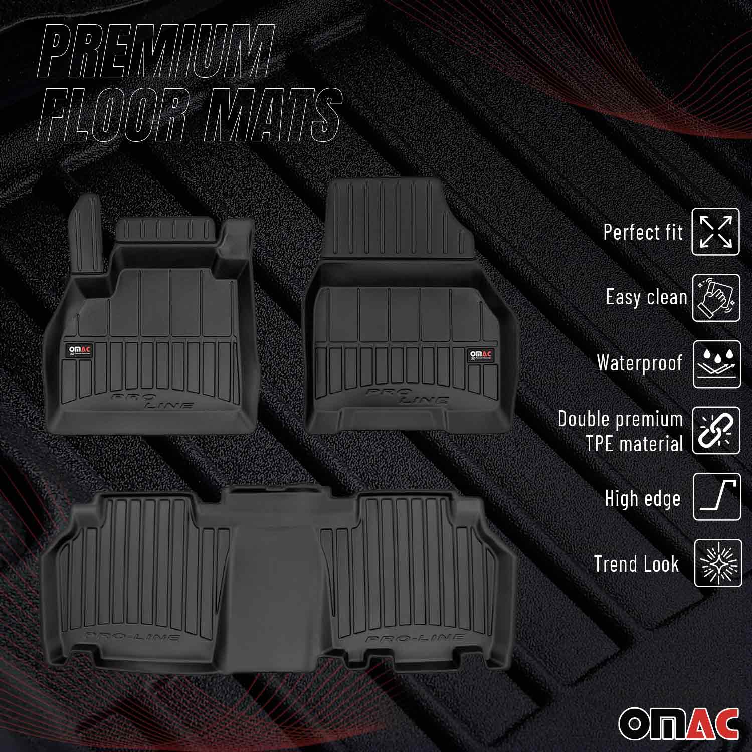 OMAC Gummi Fußmatten für Mercedes Citan W415 2012-2021 Premium Gummi Schwarz 3x