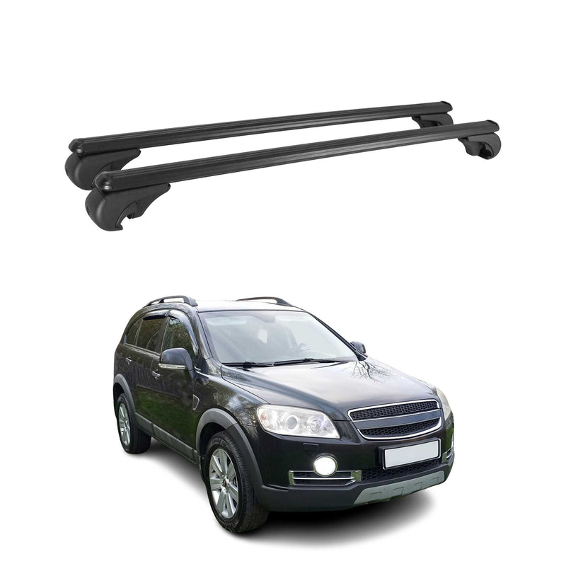 Dachträger Grundtäger für Chevrolet Captiva 2006-2016 75kg Alu Schwarz 2 tlg