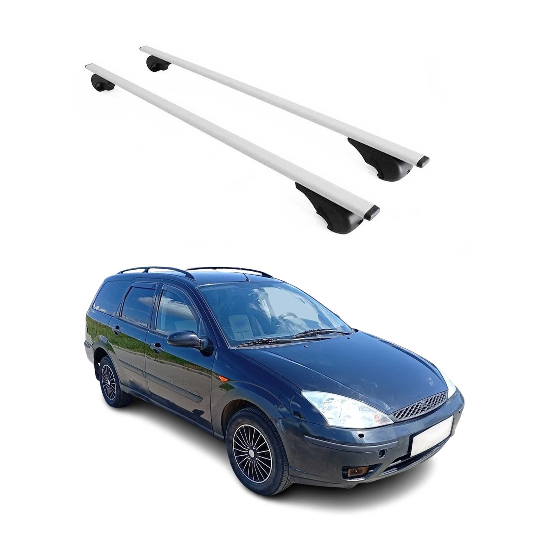 Dachträger Grundtäger für Ford Focus Turnier 1998-2005 75kg Metall Silber 2 tlg