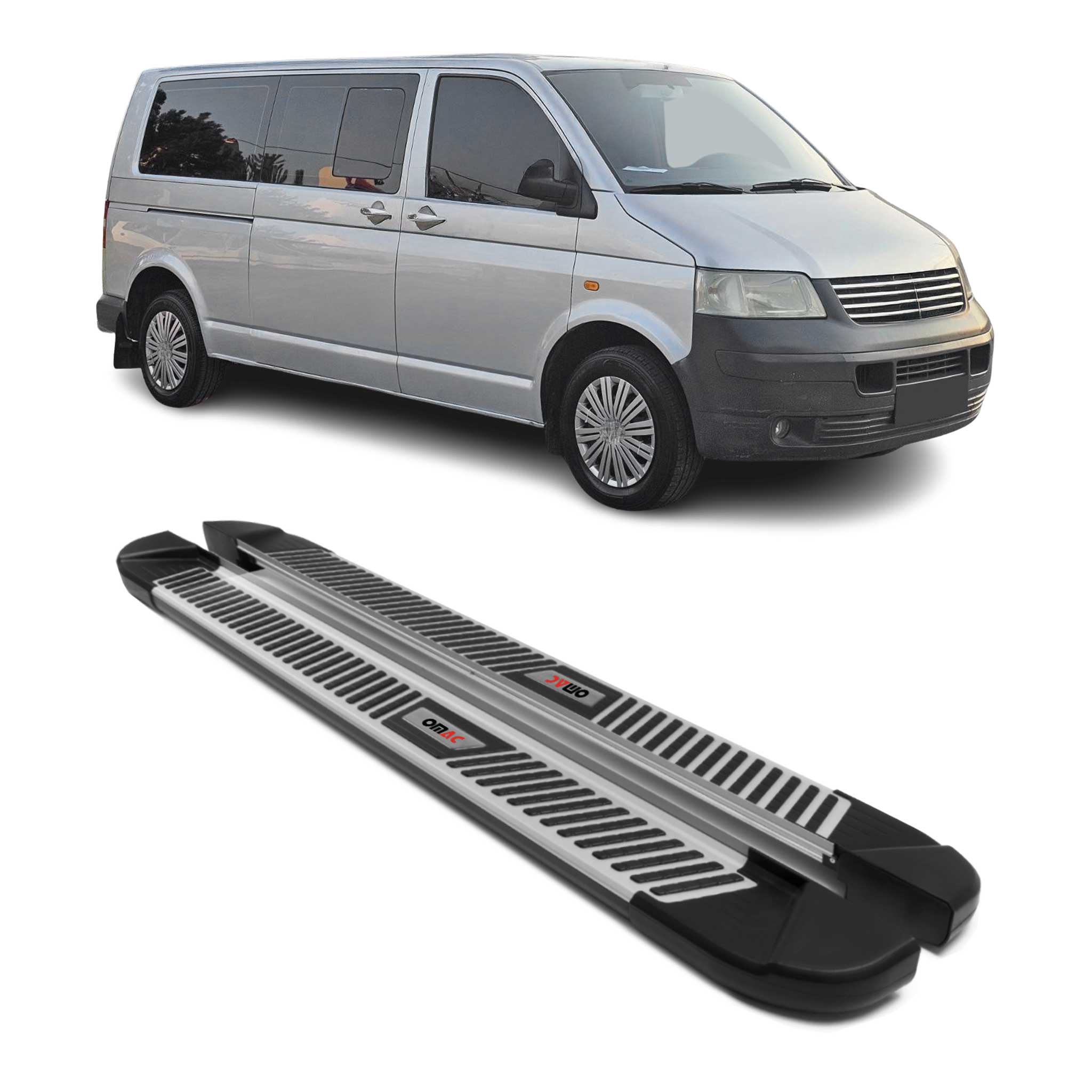 Trittbretter Seitenbretter für VW Transporter T5 2003-2015 L2 Langer Alu Schwarz