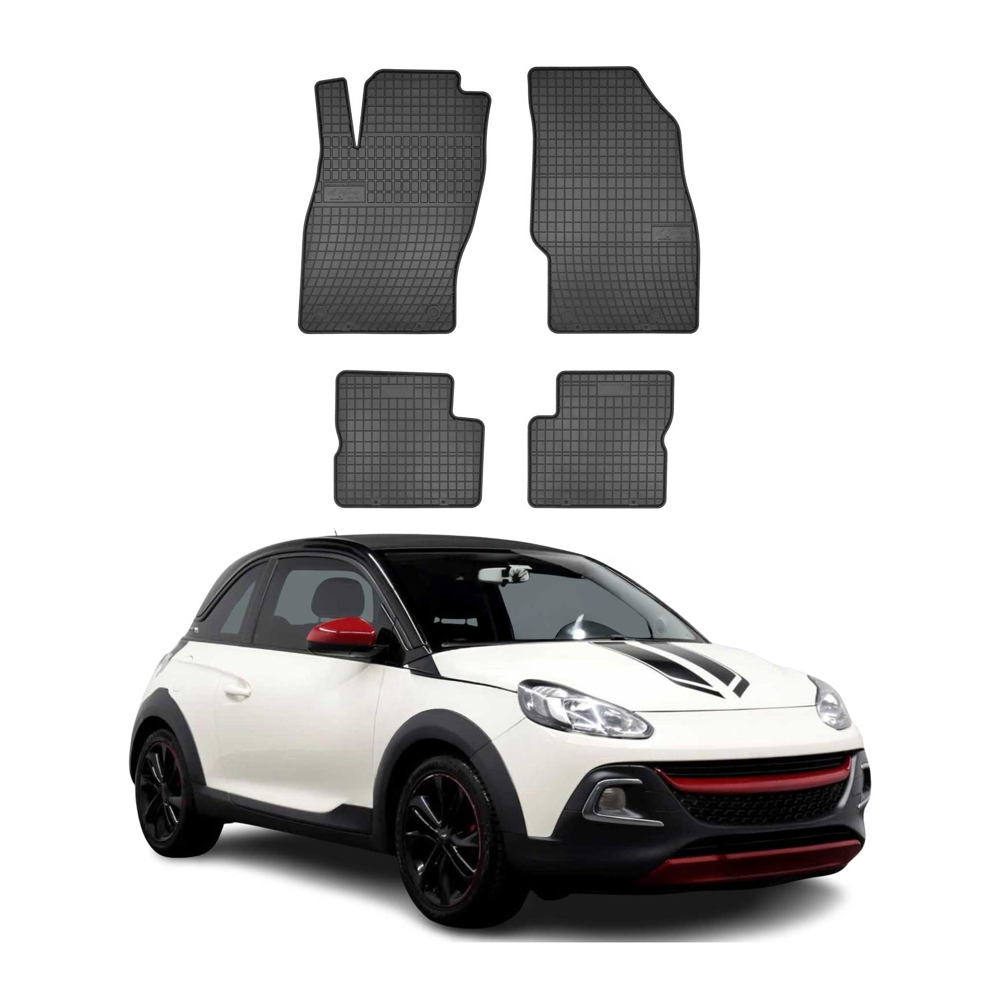 OMAC Gummi Fußmatten für Opel Adam 2012-2019 Automatten Gummi Schwarz 4tlg
