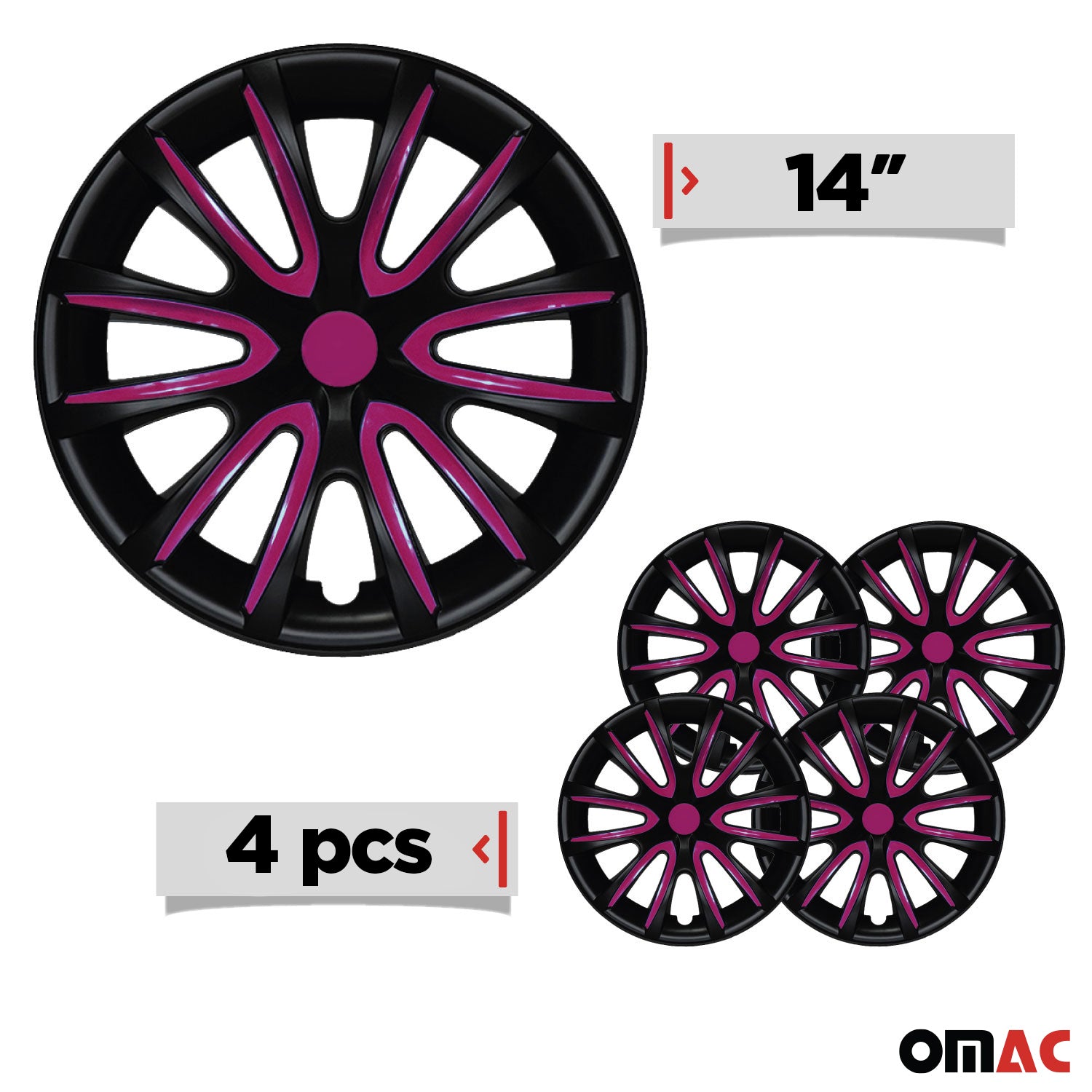 4x Radblenden Radkappen Radzierblenden für 14" Zoll Stahlfelgen Schwarz Lila