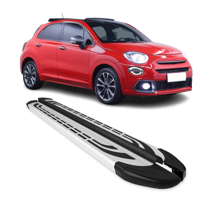Trittbretter Seitenschweller Seitenbretter für Fiat 500X 2014-2021 Alu Grau