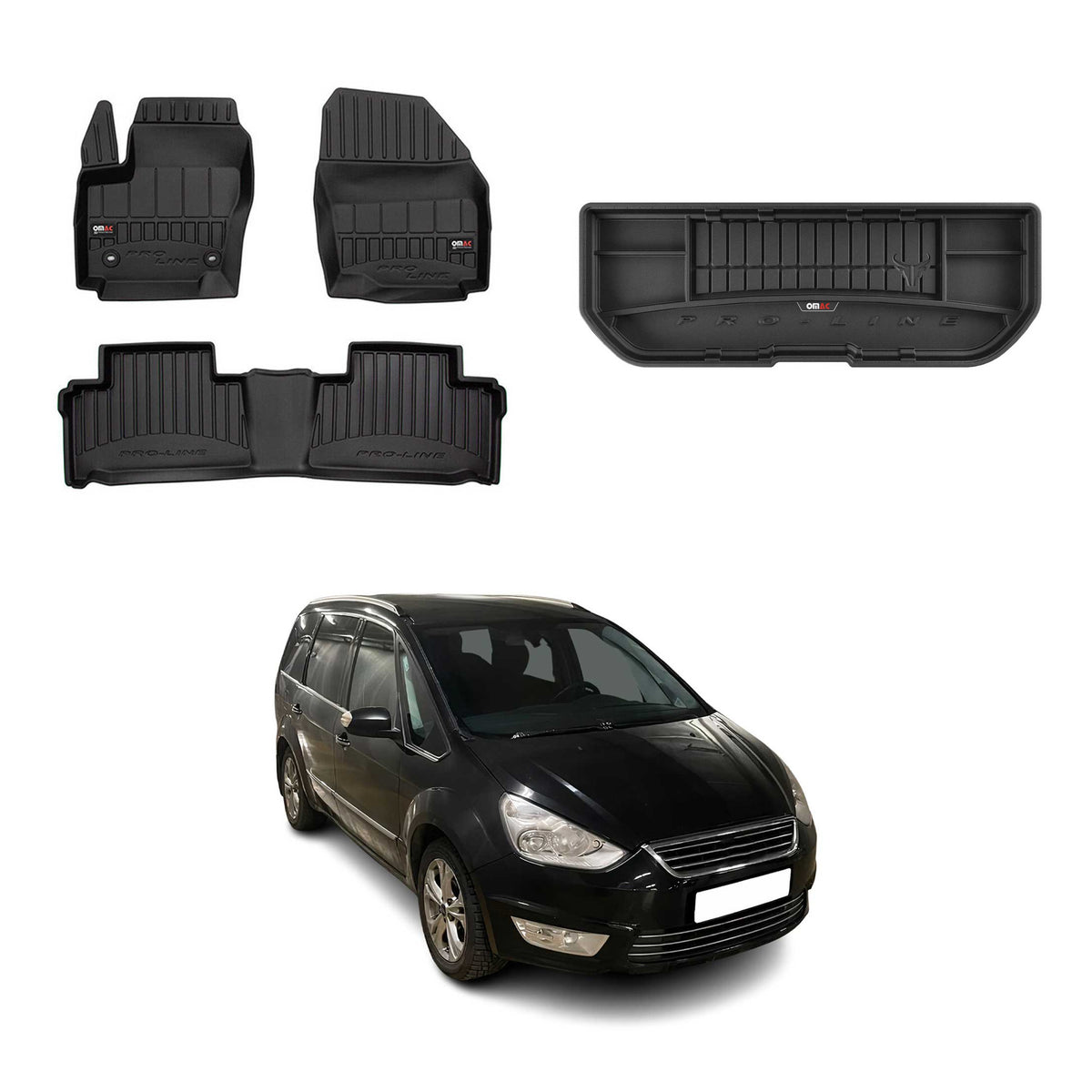 OMAC Fußmatten & Kofferraumwanne Set für Ford Galaxy 2006-2015 Ghia Titanium