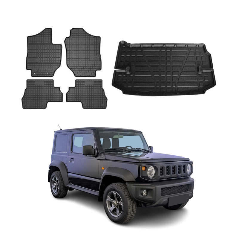 Fußmatten & Kofferraumwanne Set für Suzuki Jimny 2019-2025 Gummi TPE Schwarz 5x
