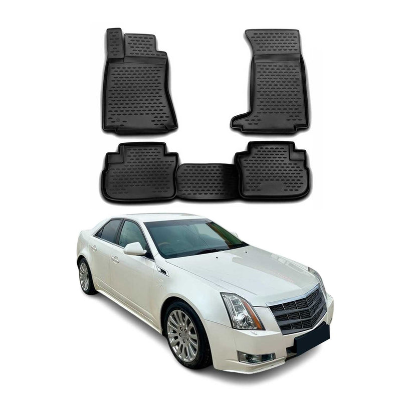 OMAC Gummimatten Fußmatten für Cadillac CTS 2008-2014 TPE Automatten Schwarz 4x