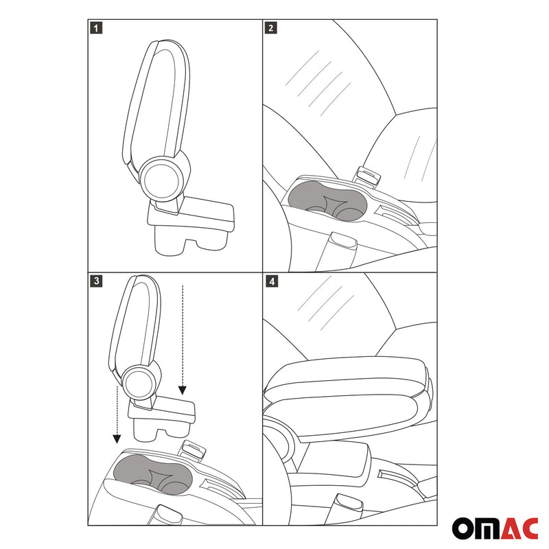 Mittelarmlehne Armlehne Mittelkonsole für VW Caddy 2003-2020 PU-Leder ABS Grau