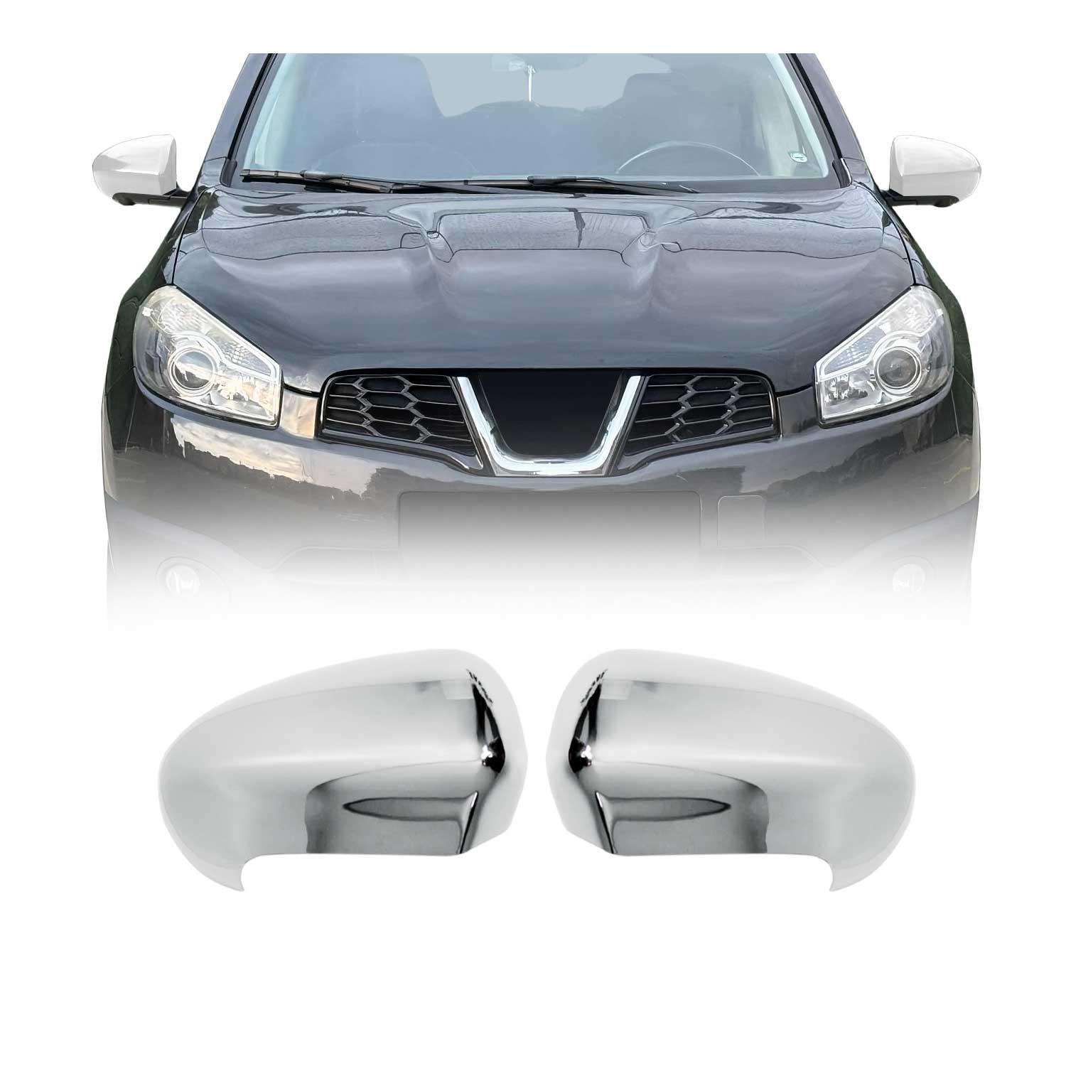 Spiegelkappen Spiegelabdeckung für Nissan Qashqai +2 2008-2014 Chrom ABS Silber