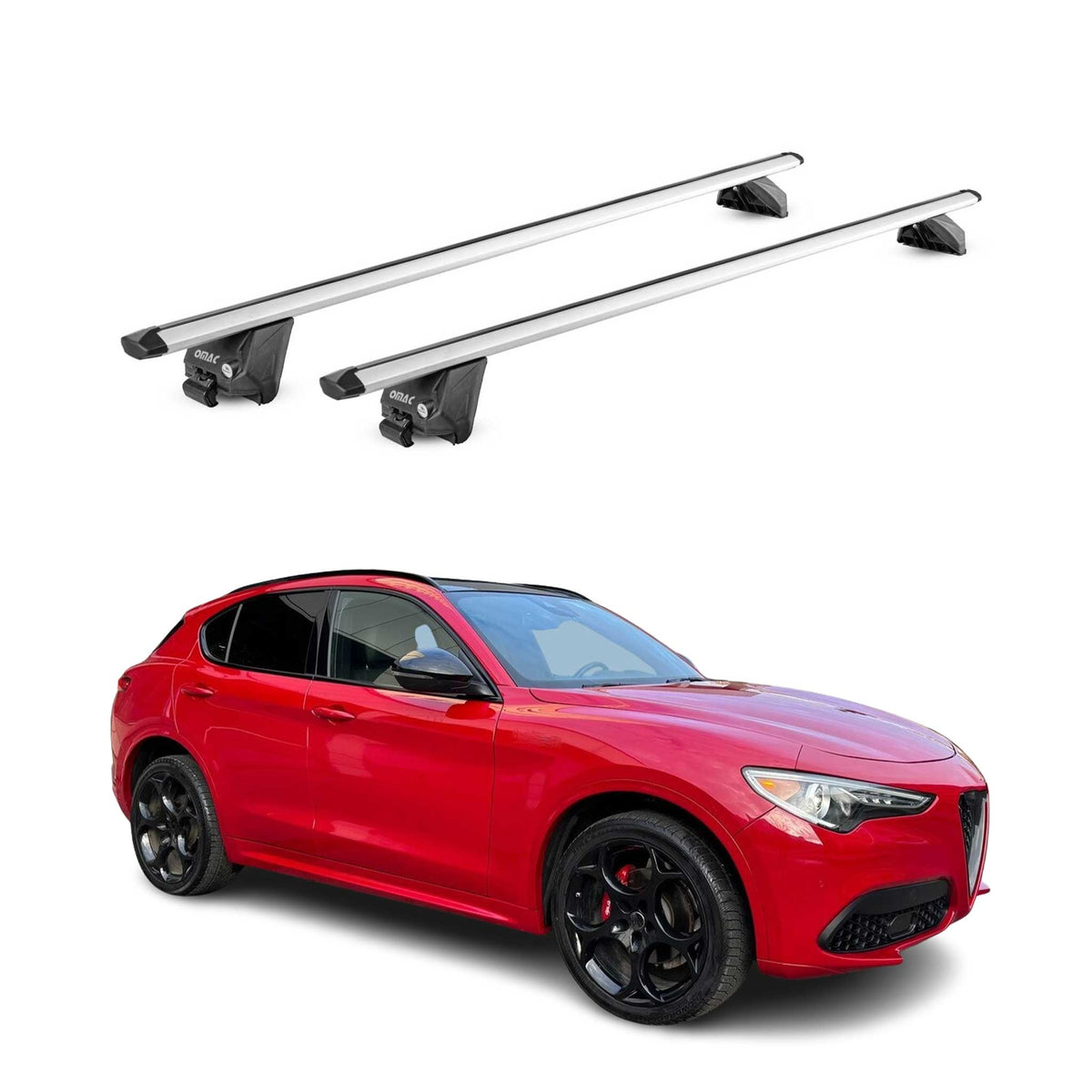 Dachträger Grundtäger für Alfa Romeo Stelvio 2017-2026 100kg Alu Grau 2 tlg ABE