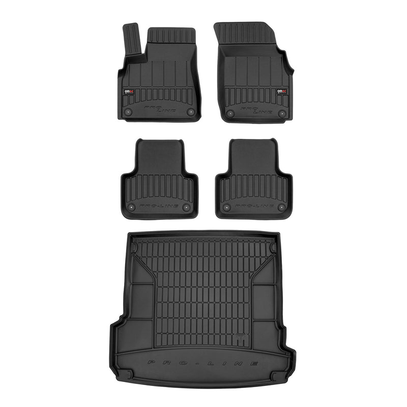 OMAC Fußmatten & Kofferraumwanne Set für Audi Q7 2015-2024 Gummi TPE Schwarz 5x