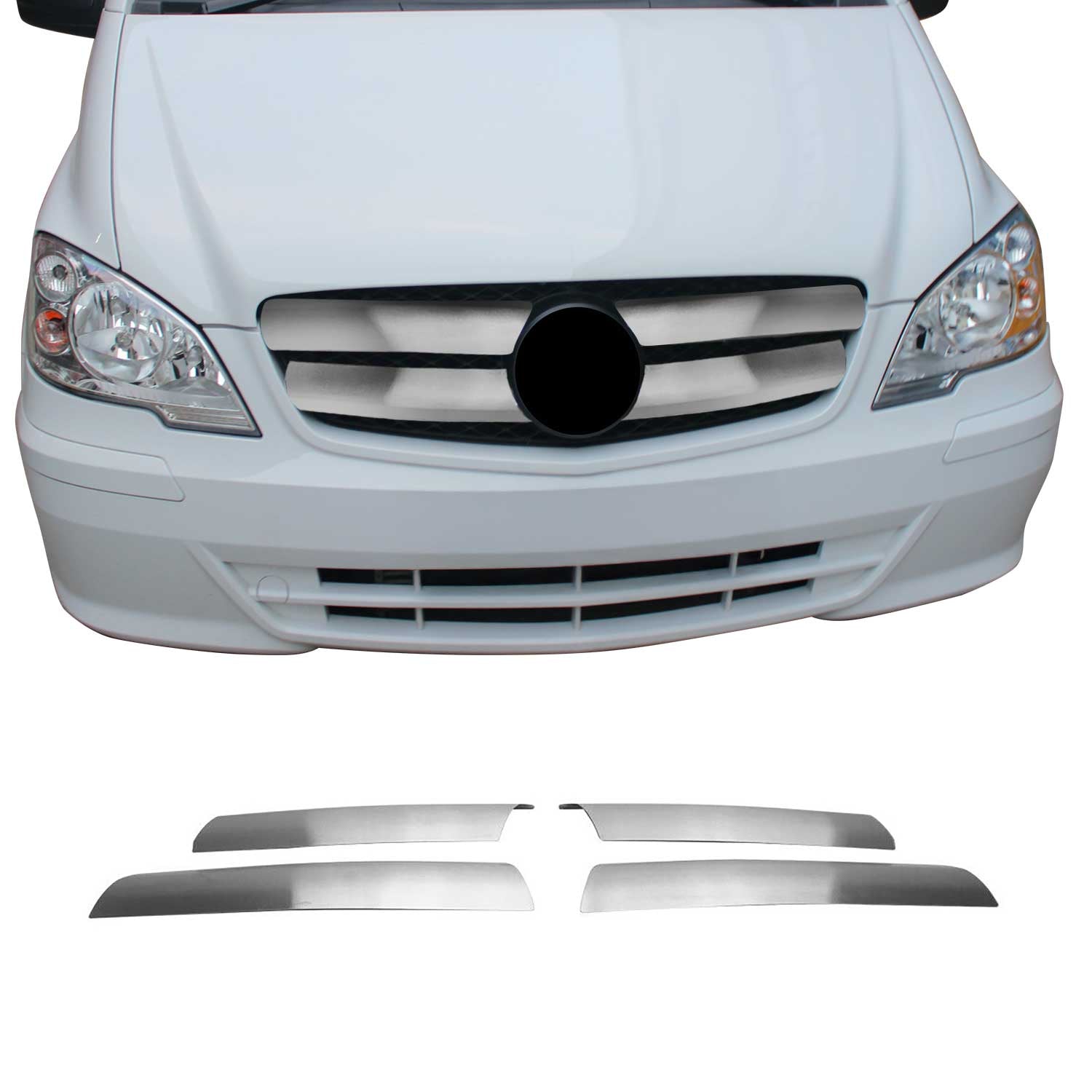 Kühlergrill Grillleisten für Mercedes Vito W639 2010-2014 Gebürstet Chrom 4x