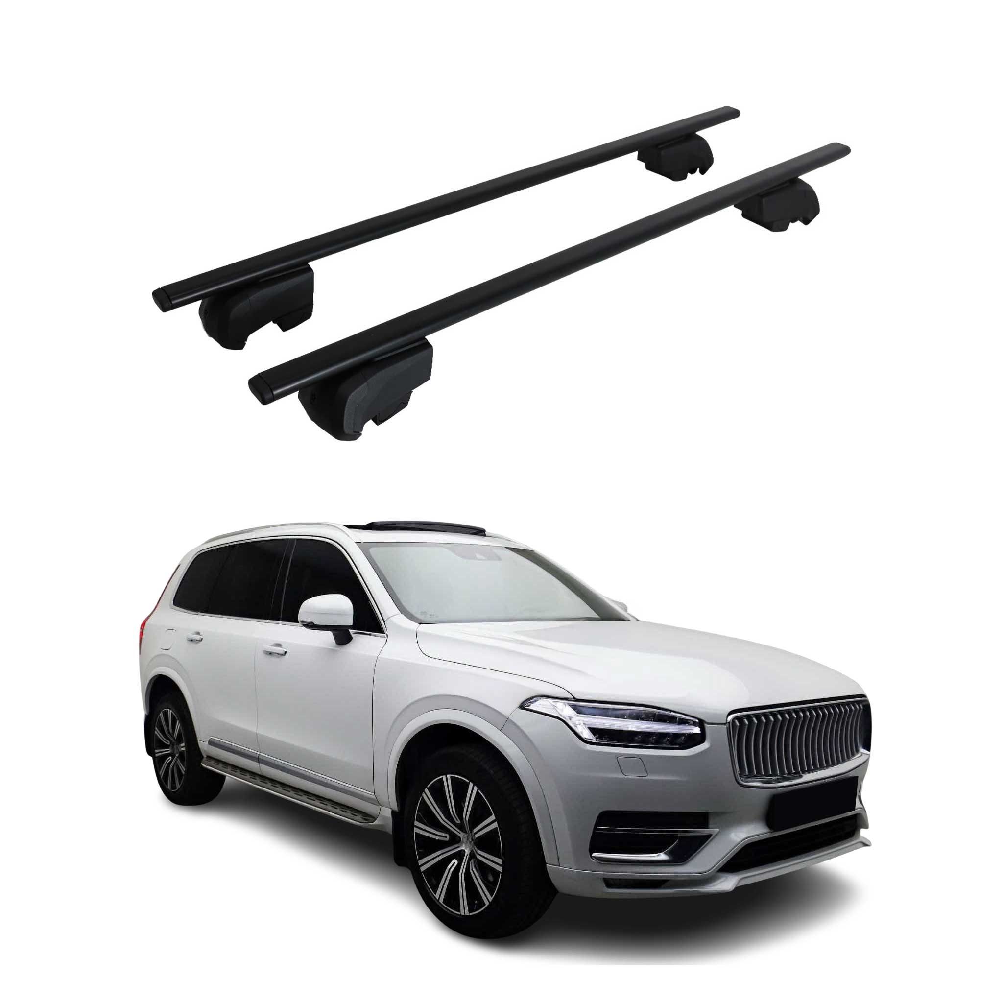 Dachträger Gepäckträger für Volvo XC90 2019-2023 Grundträger ABE Schwarz 2x