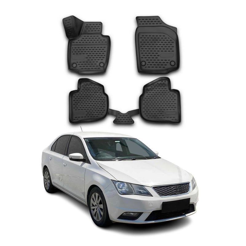 OMAC Gummimatten Fußmatten für Seat Toledo 2012-2019 TPE Automatten Schwarz 4x