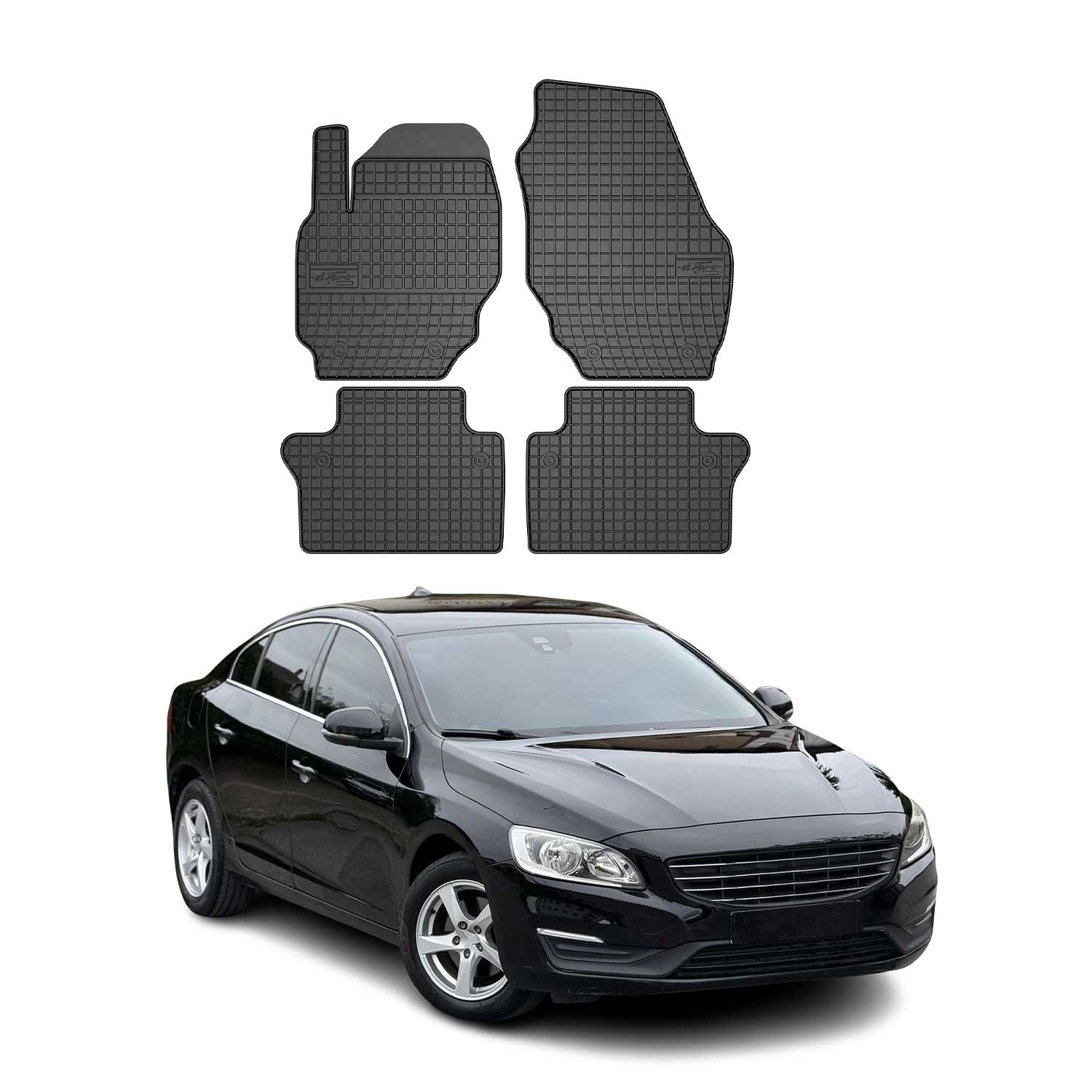 OMAC Gummi Fußmatten für Volvo S60 II 2010-2018 Automatten Gummi Schwarz 4tlg
