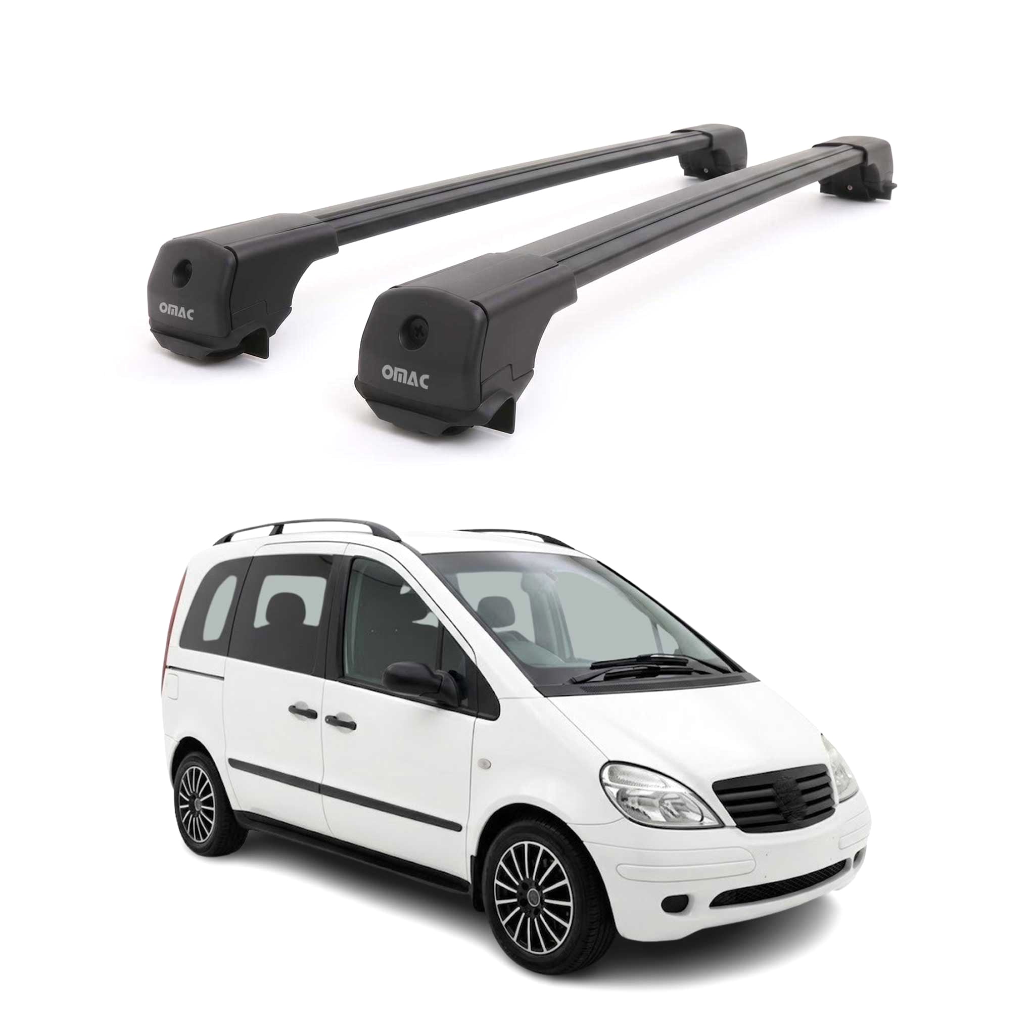 Dachträger Grundträger für Mercedes Vaneo W414 2001-2005 Aluminium Schwarz 2tlg