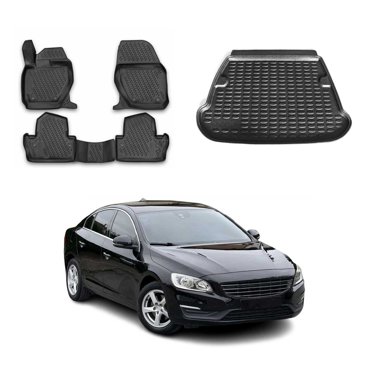 OMAC Fußmatten & Kofferraumwanne Set für Volvo S60 II 2011-2018