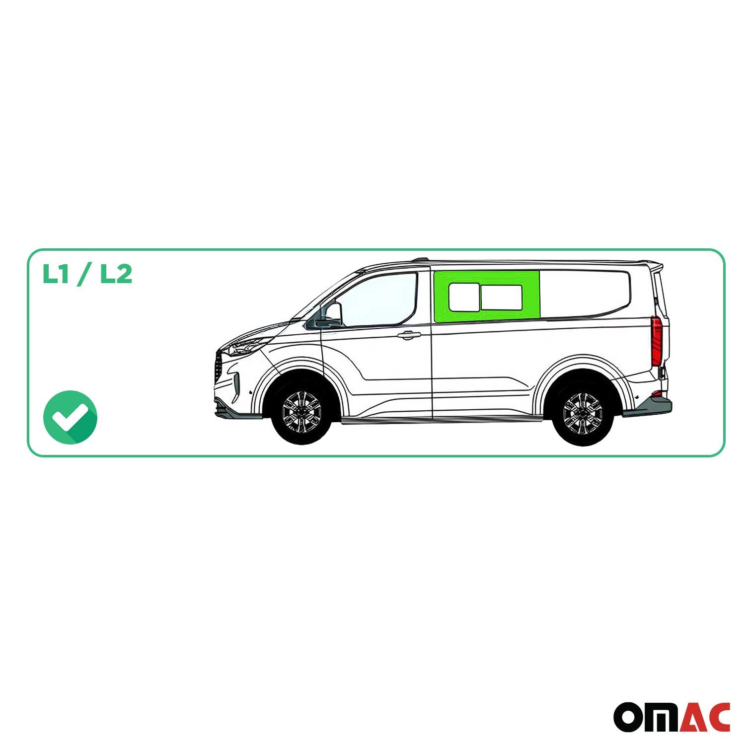 Seitenfenster Schiebetür  für Ford Transit Custom V710 2023-26 Vorne Links L1 L2