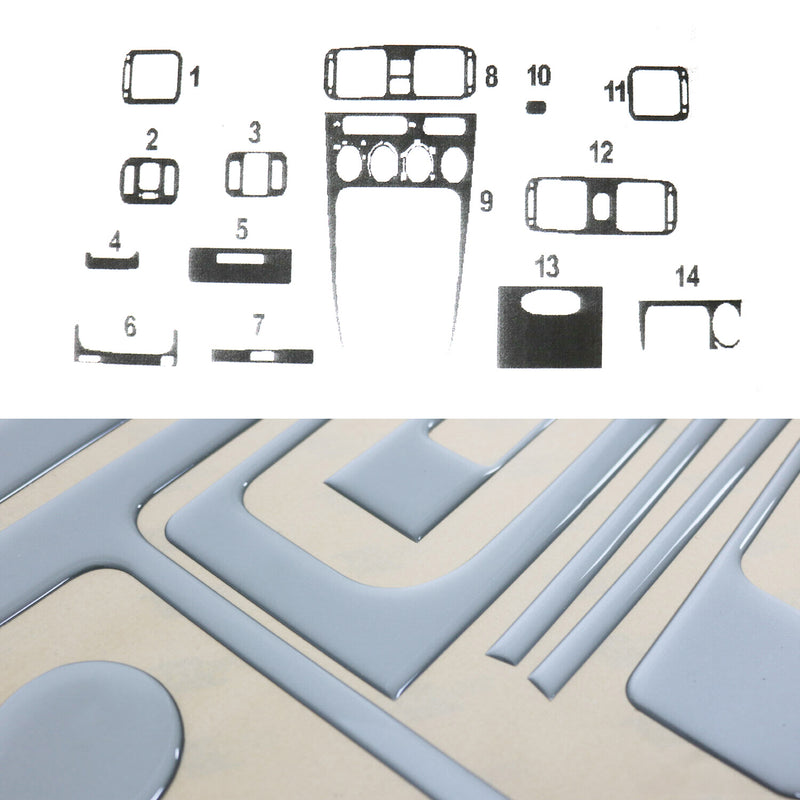 Innenraum Dekor Cockpit für Toyota Corolla 1997-2002 Aluminium Optik 14tlg