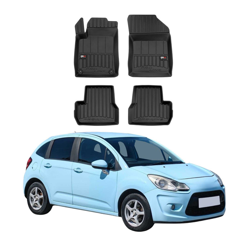 OMAC Gummi Fußmatten für Citroen C3 2009-2017 Premium TPE Automatten Schwarz 4x