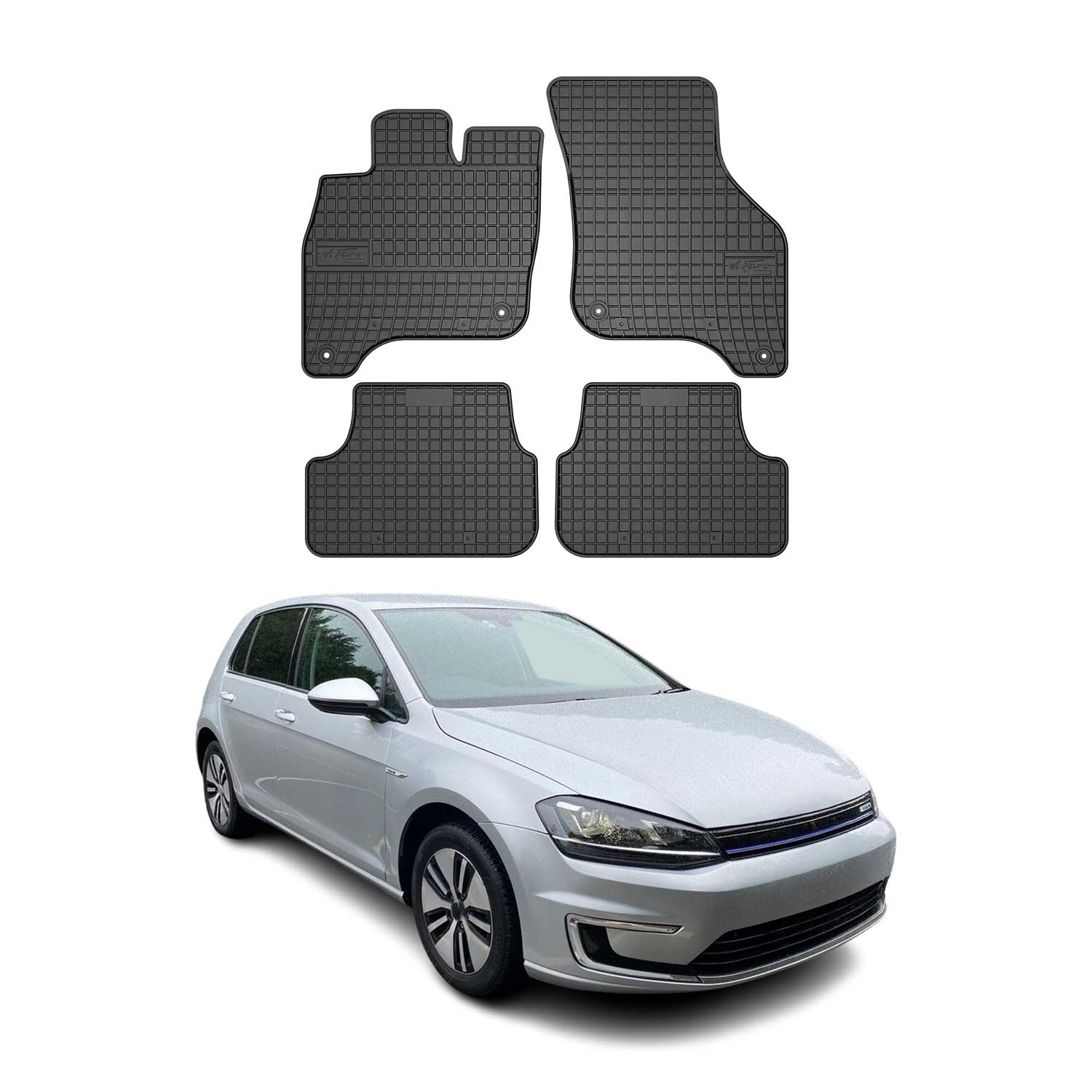 OMAC Gummi Fußmatten für VW e-Golf 2014-2019 Automatten Gummi Schwarz 4tlg
