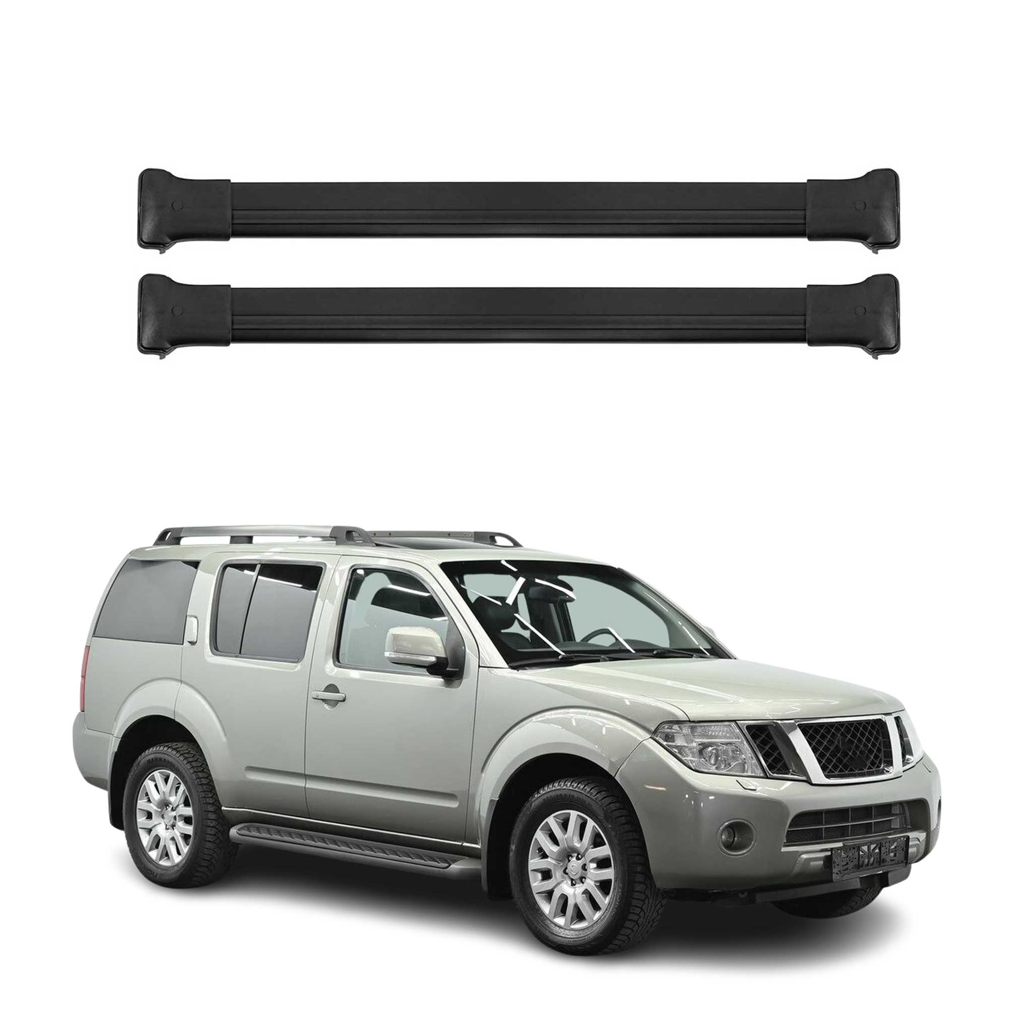 Dachträger Grundtäger für Nissan Pathfinder 2005-2013 75kg Alu Schwarz 2 tlg