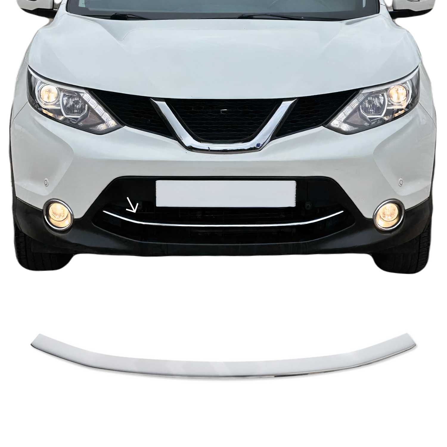 Kühlergrill Leisten Grillleisten für Nissan Qashqai J11 2014-17 Edelstahl Chrom