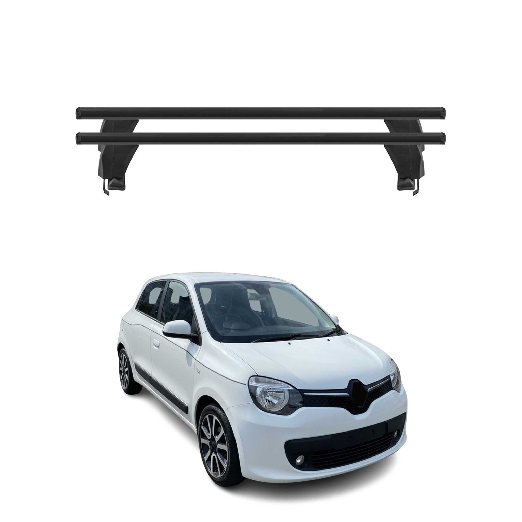 Menabo Dachträger für Renault Twingo mk3 2014-2019 Pre-FL 50kg Alu Schwarz 2x