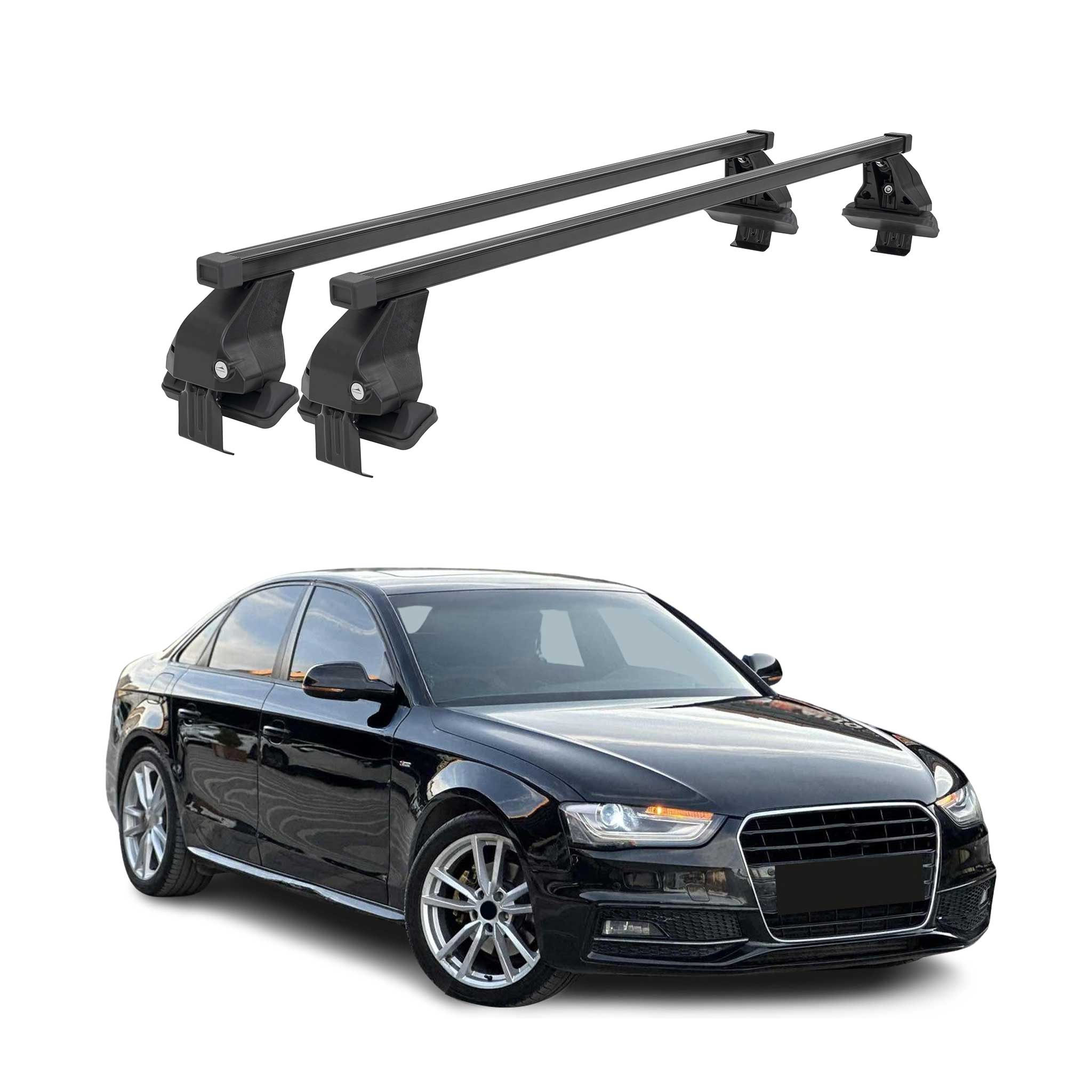 Menabo Dachträger für Audi A4 B8 Limo 2008-2012 Pere-FL 50kg Stahl Schwarz 2x