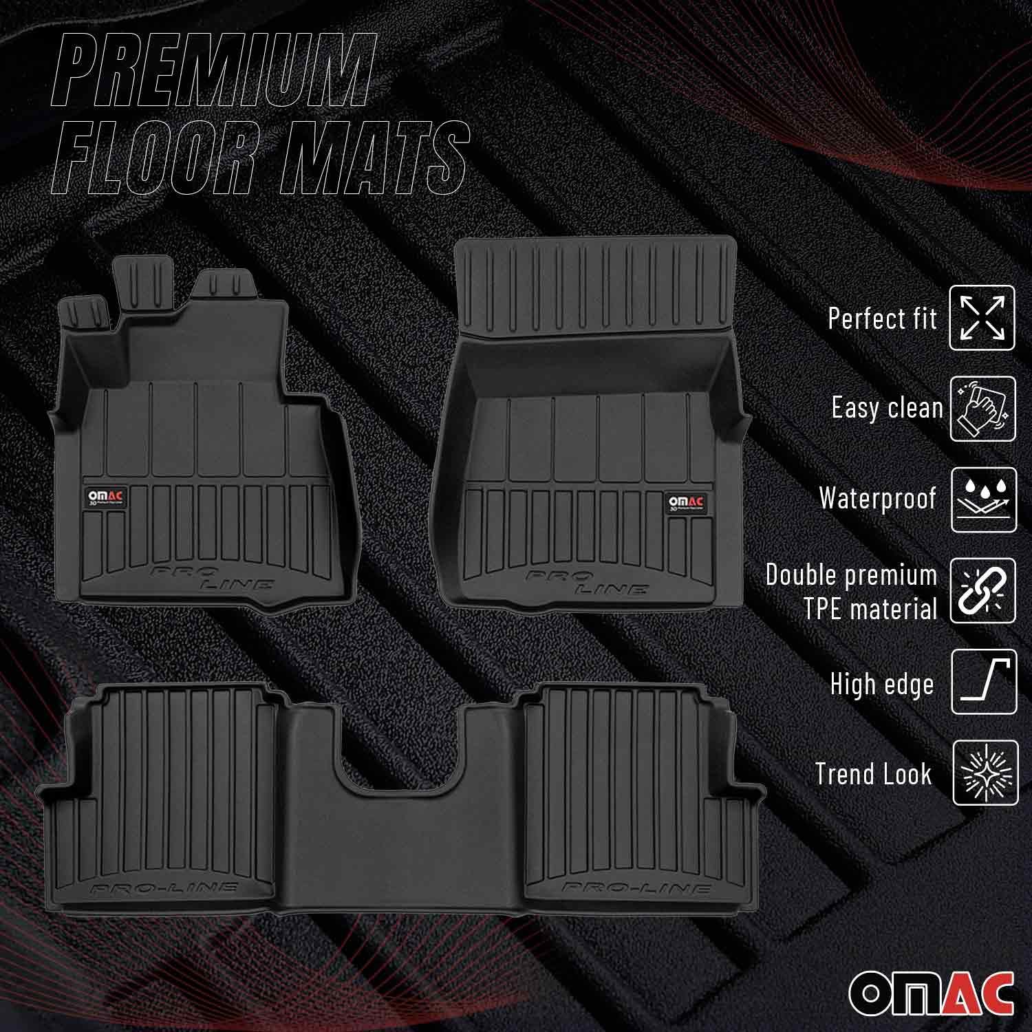 OMAC Gummi Fußmatten für Mercedes G Klasse W463 1990-2018 Premium TPE Schwarz 3x
