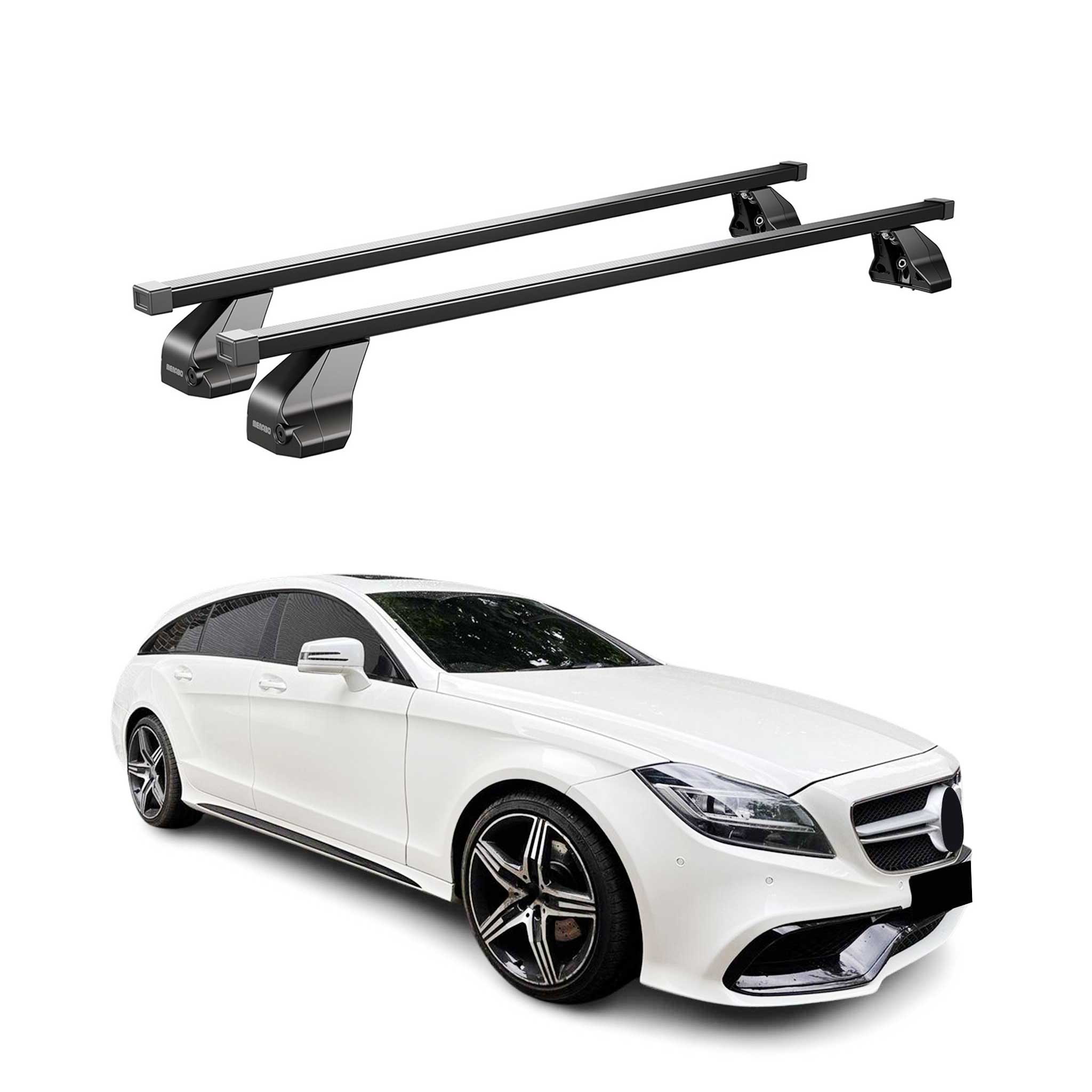 Menabo Dachträger Grundtäger für Mercedes CLS X218 2012-2017 75kg Stahl Schwarz