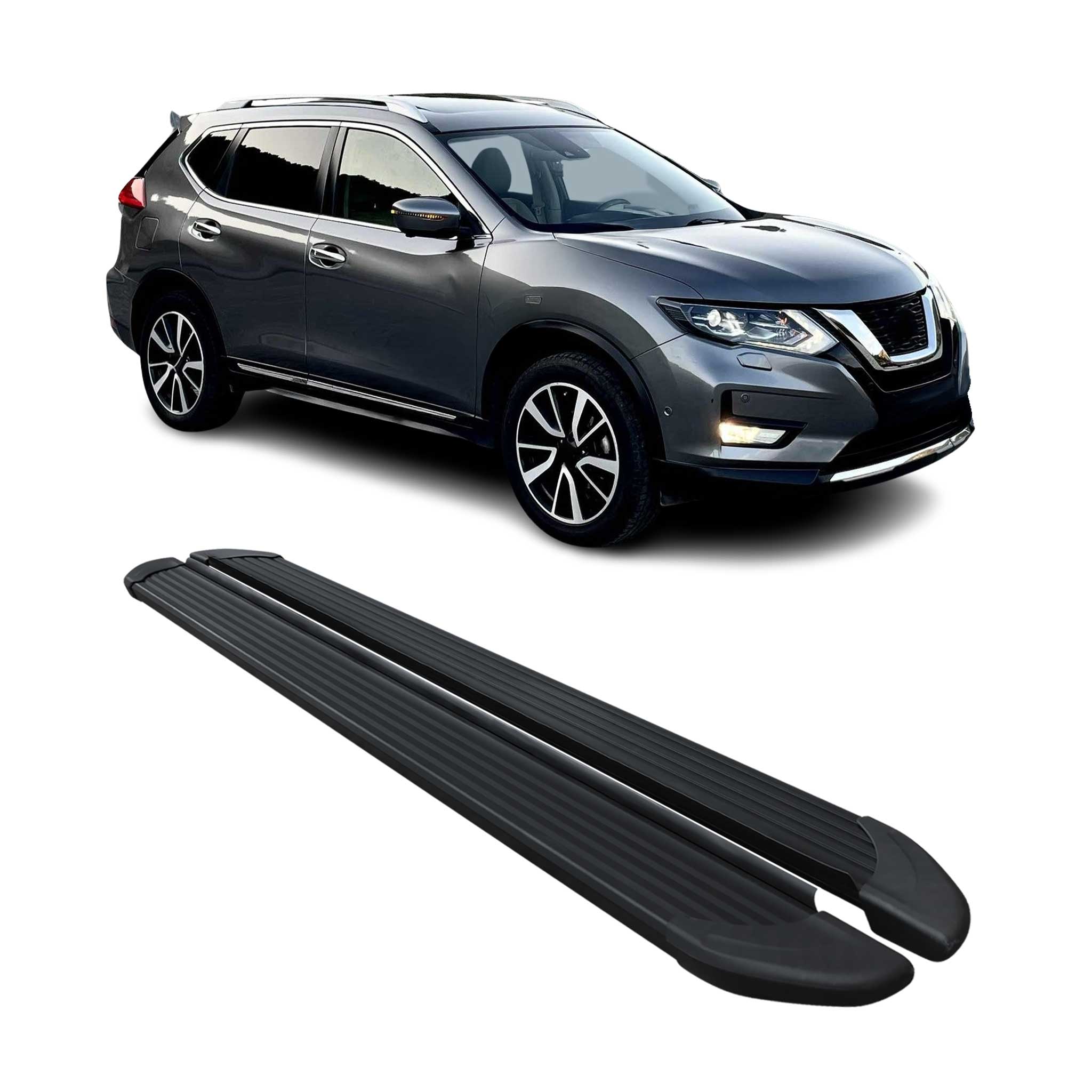 Seitenschweller Trittbretter Schweller für Nissan X-Trail 2013-2021 Alu Schwarz