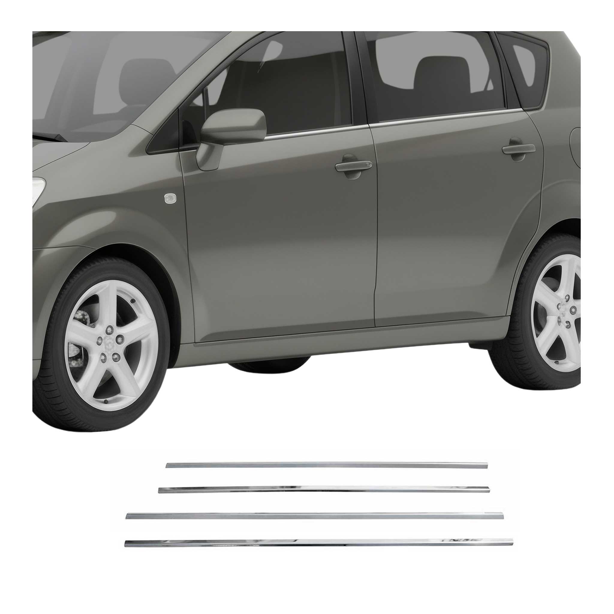 Fensterleisten Zierleisten für Toyota Corolla Verso 2004-2009 Edelstahl Chrom 4x