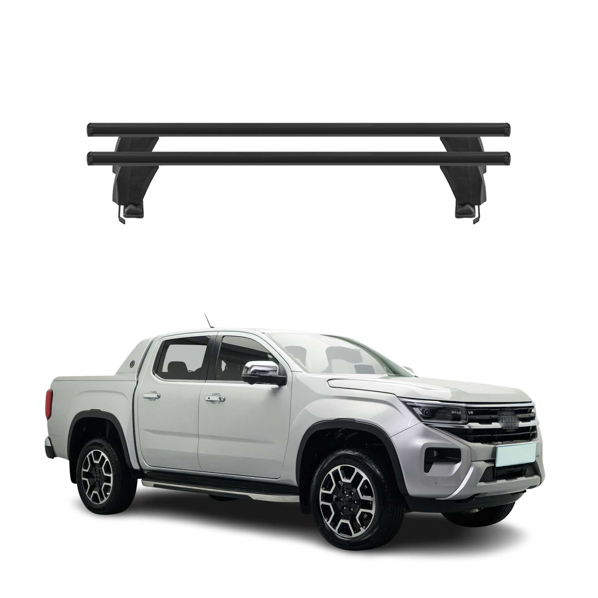 Menabo Dachträger Grundträger für VW Amarok mk2 2023-2026 Alu Schwarz 2tlg