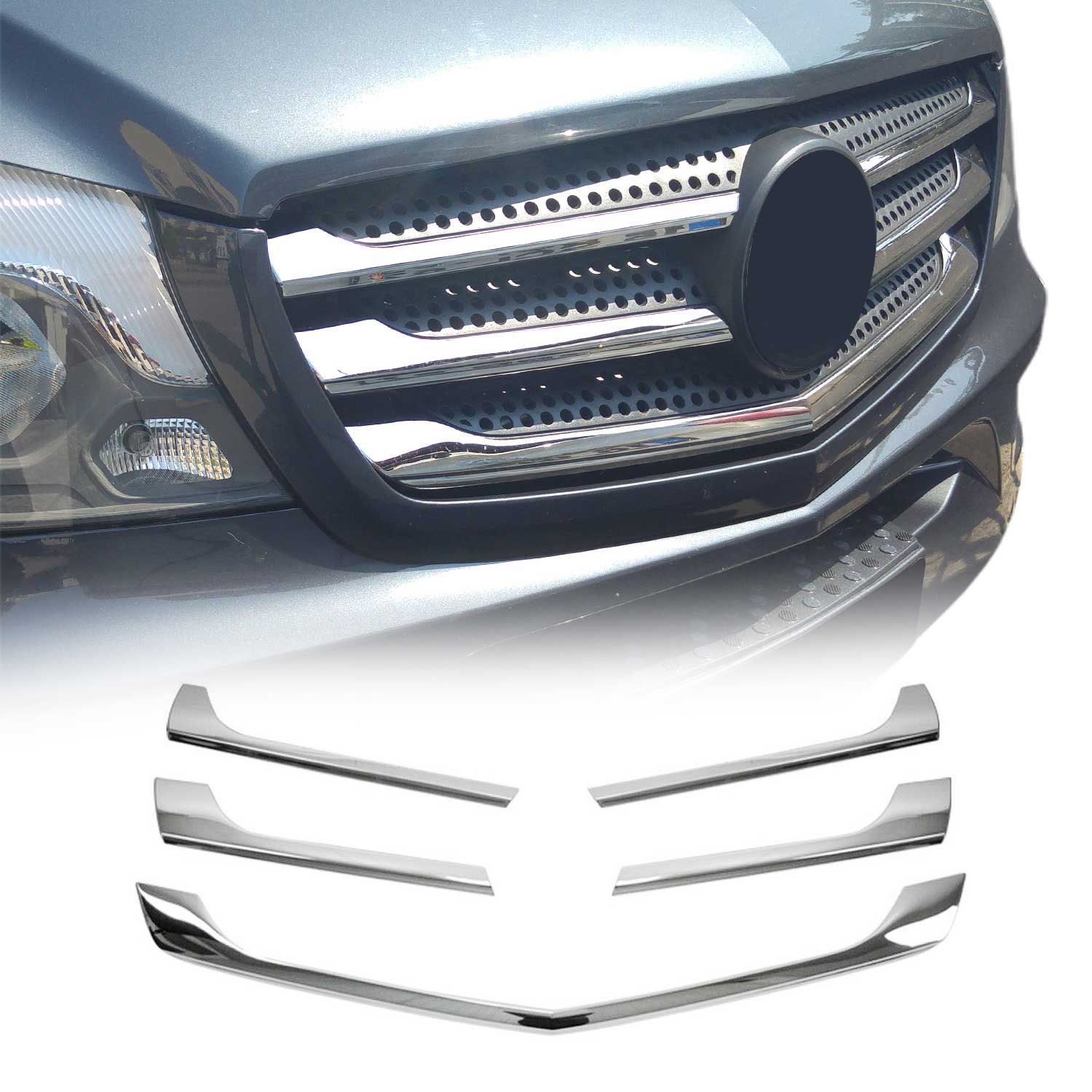 Kühlergrill Leisten Grillleisten für Mercedes Citan 2012-2021 Edelstahl Chrom 5x