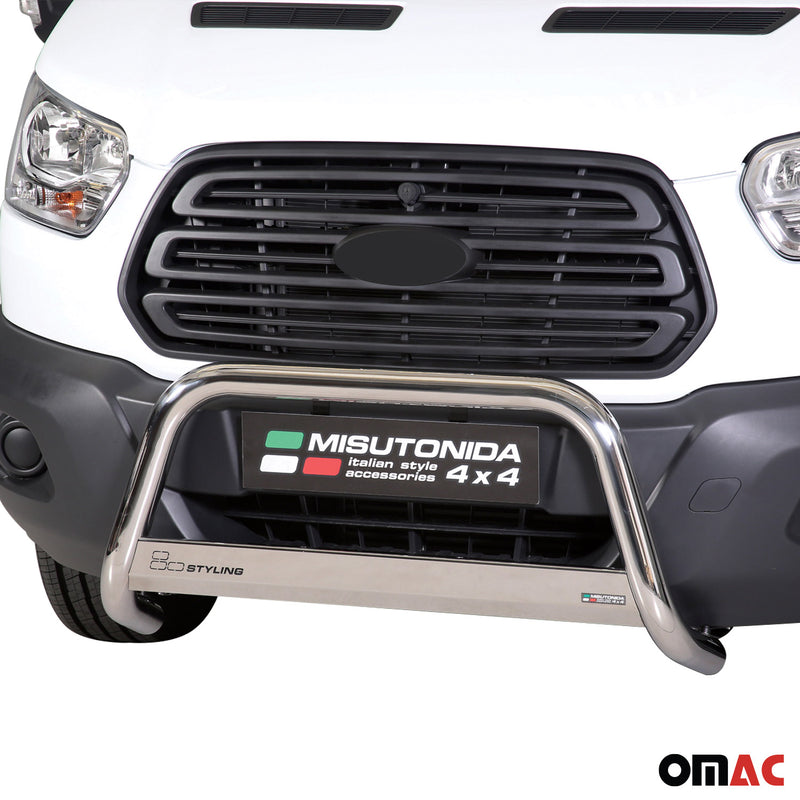 Edelstahl Frontbügel Frontschutzbügel für Ford Transit 2014-2025 Grau Ø 63 mm
